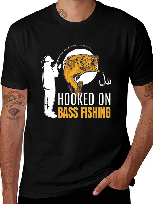 Hooked On Bass Fishing T-Shirt - Angler Design