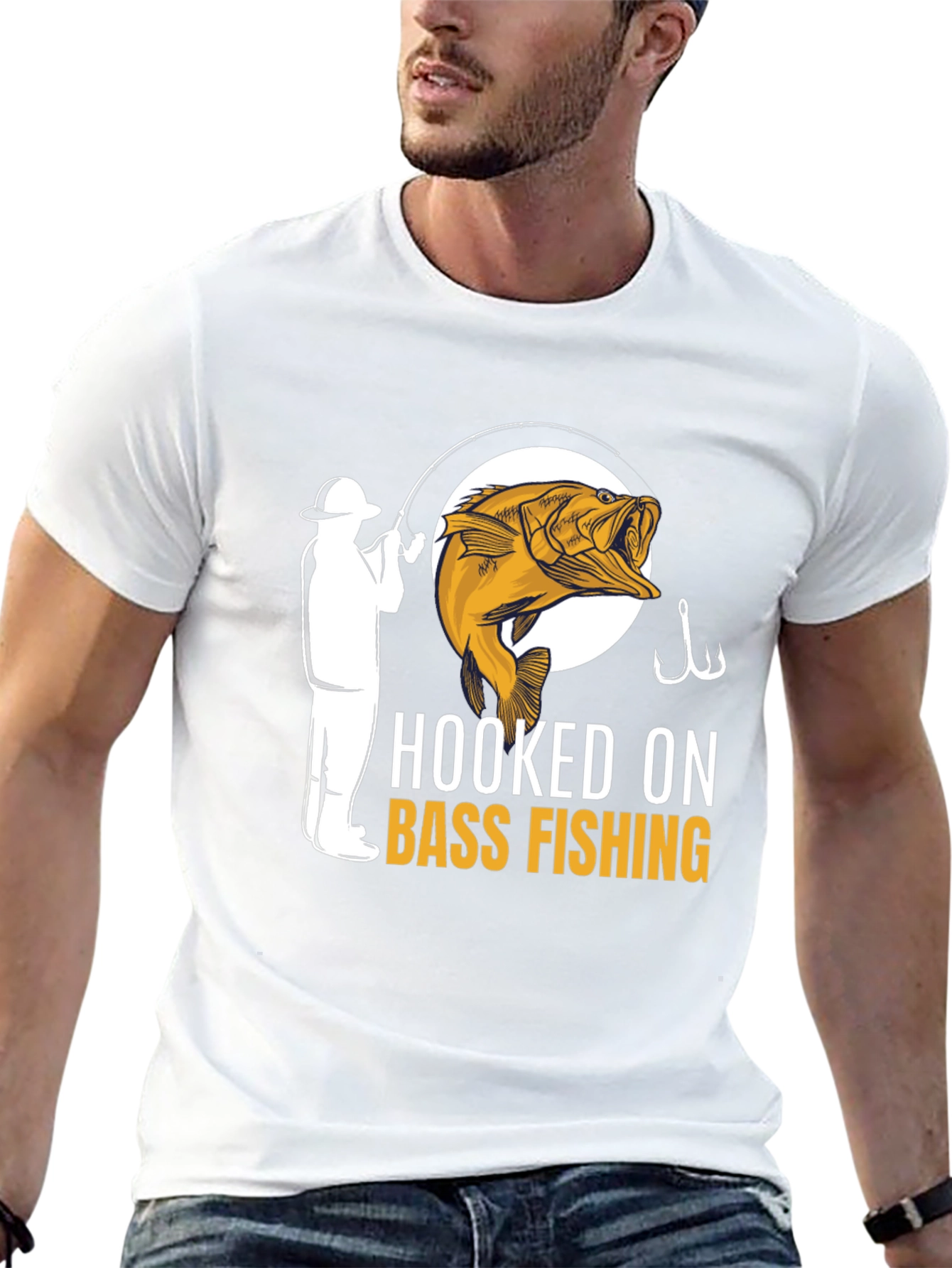 Hooked On Bass Fishing T-Shirt - Angler Design