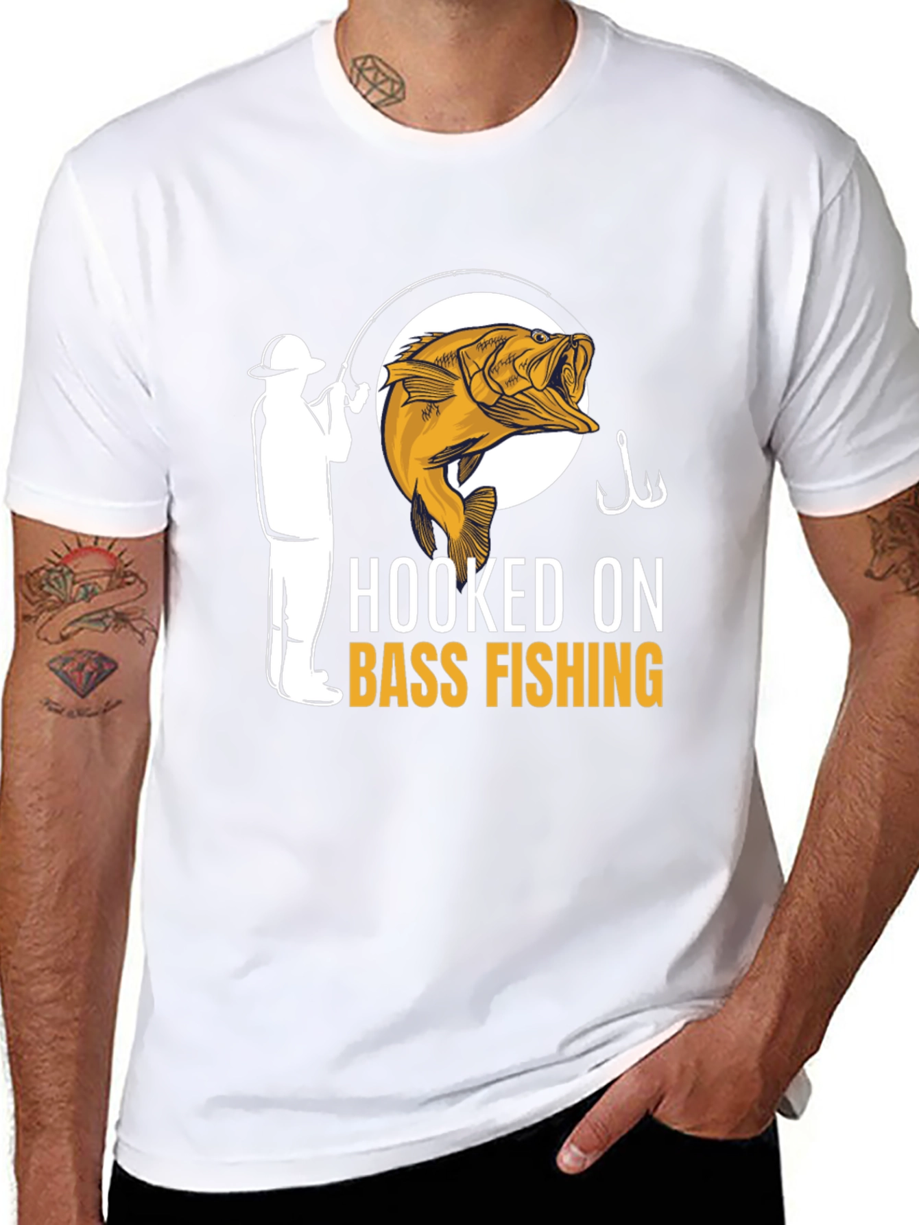 Hooked On Bass Fishing T-Shirt - Angler Design