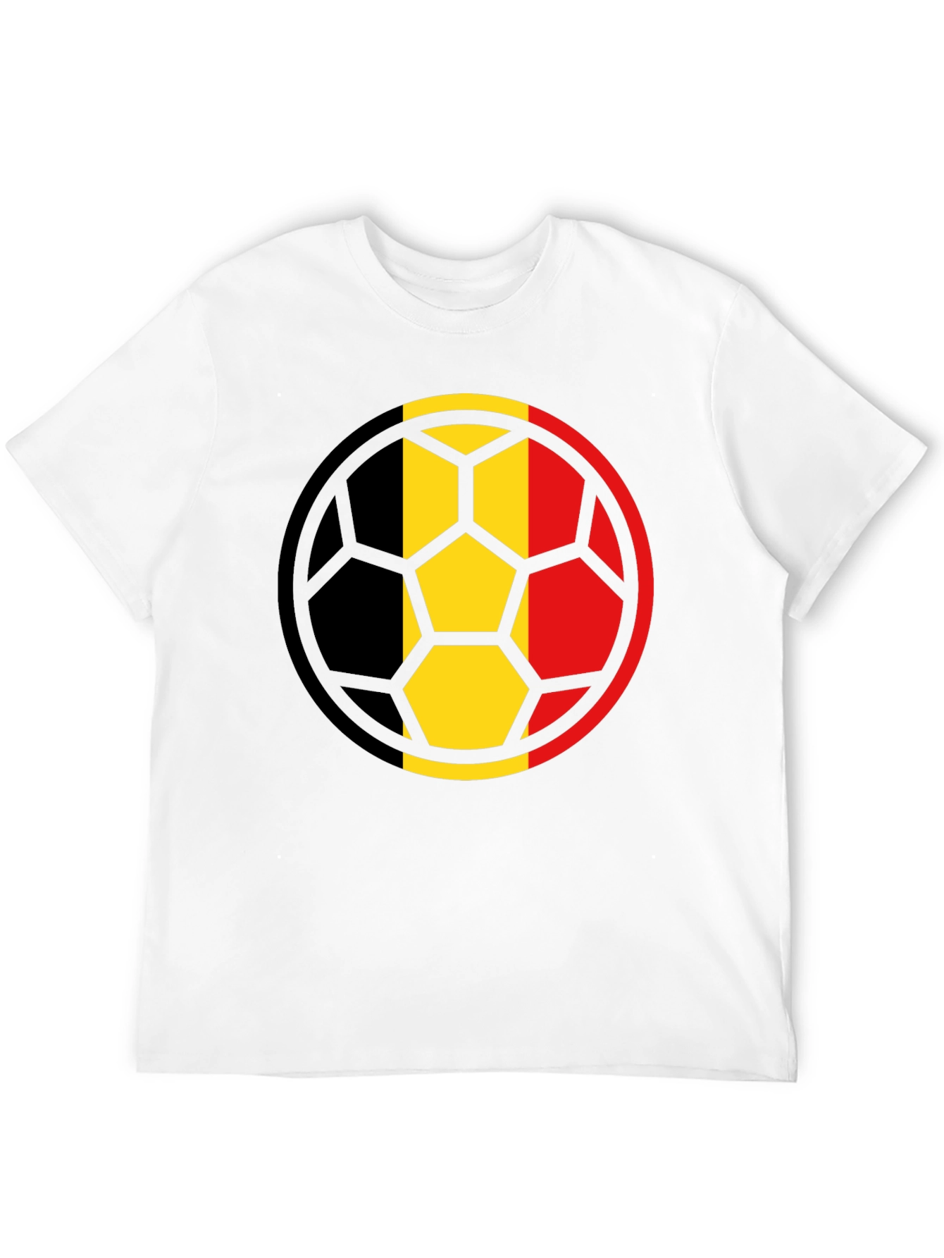 Belgium Flag Soccer Ball Black T-Shirt