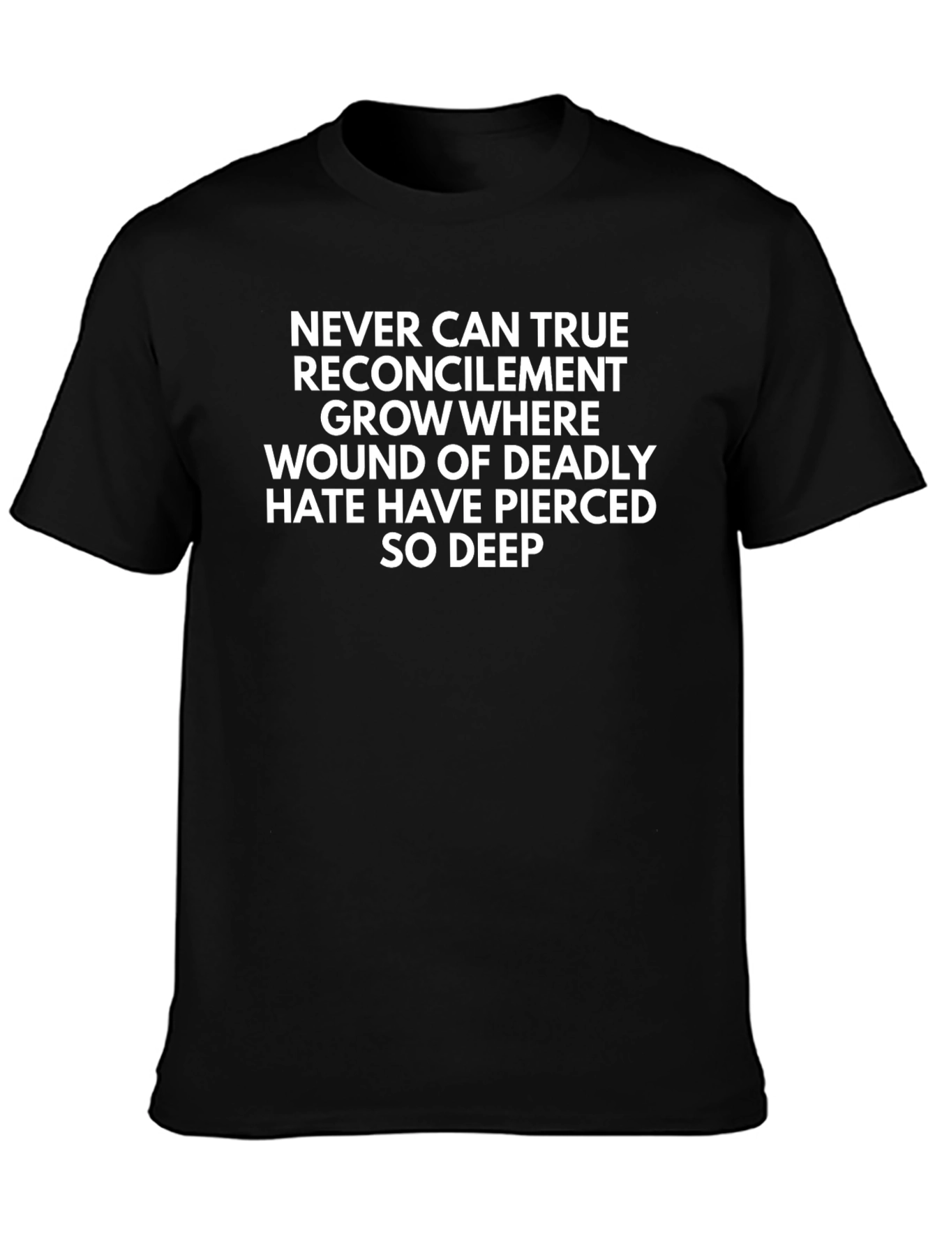 Poetic Black T-Shirt: Never Can True Reconcilement