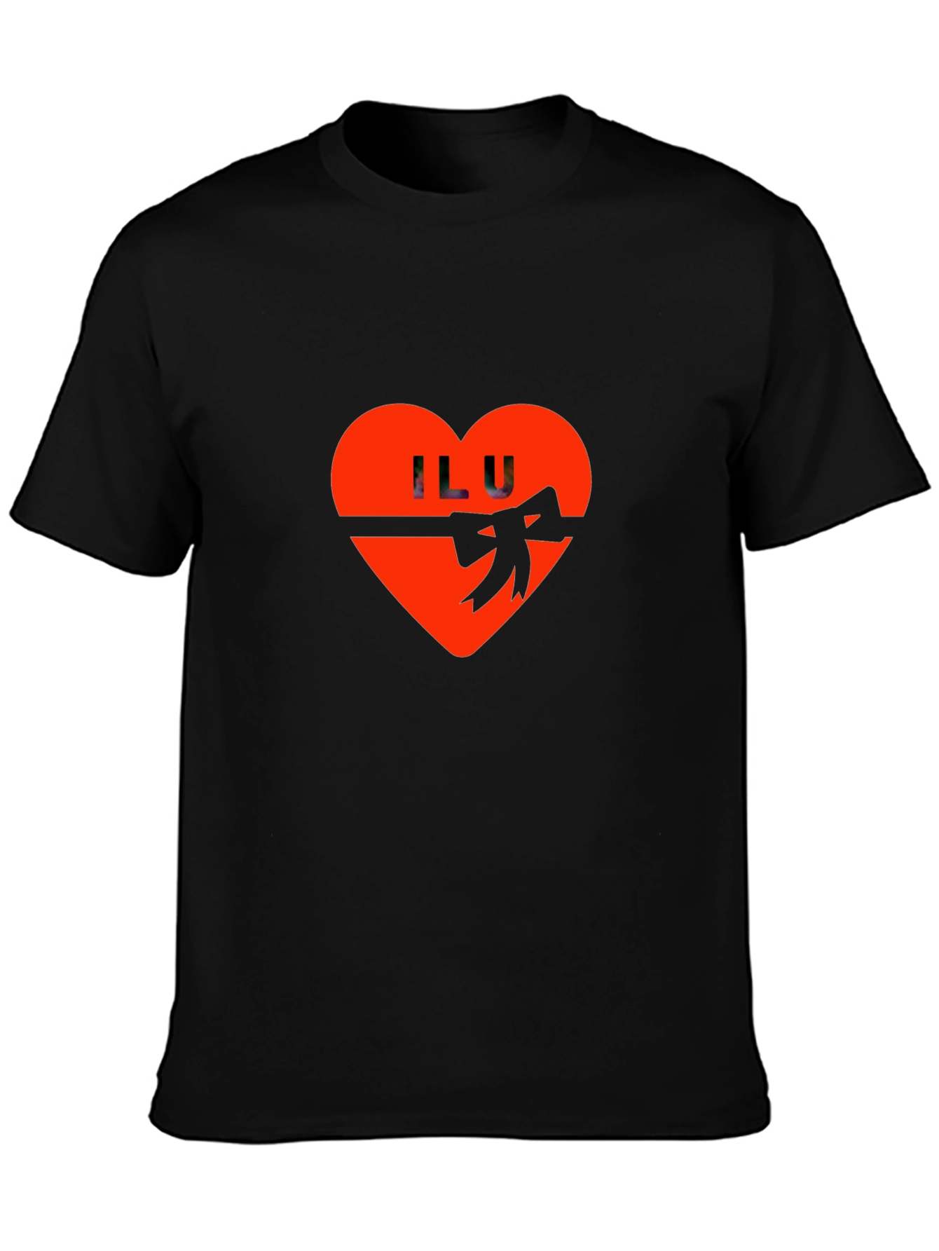ILU Heart Valentines Day Graphic Tee - Black