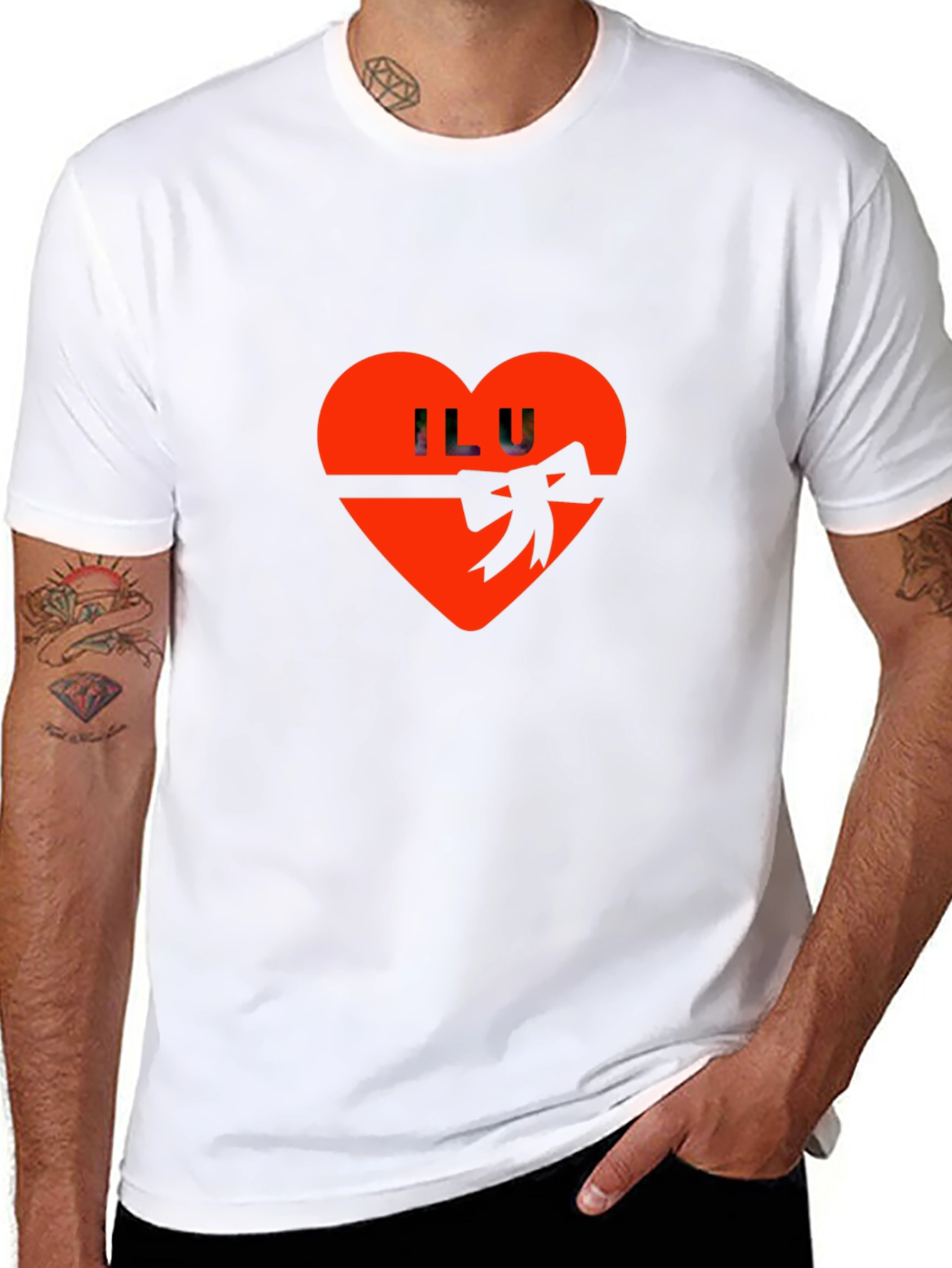 ILU Heart Valentines Day Graphic Tee - Black