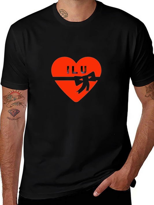 ILU Heart Valentines Day Graphic Tee - Black