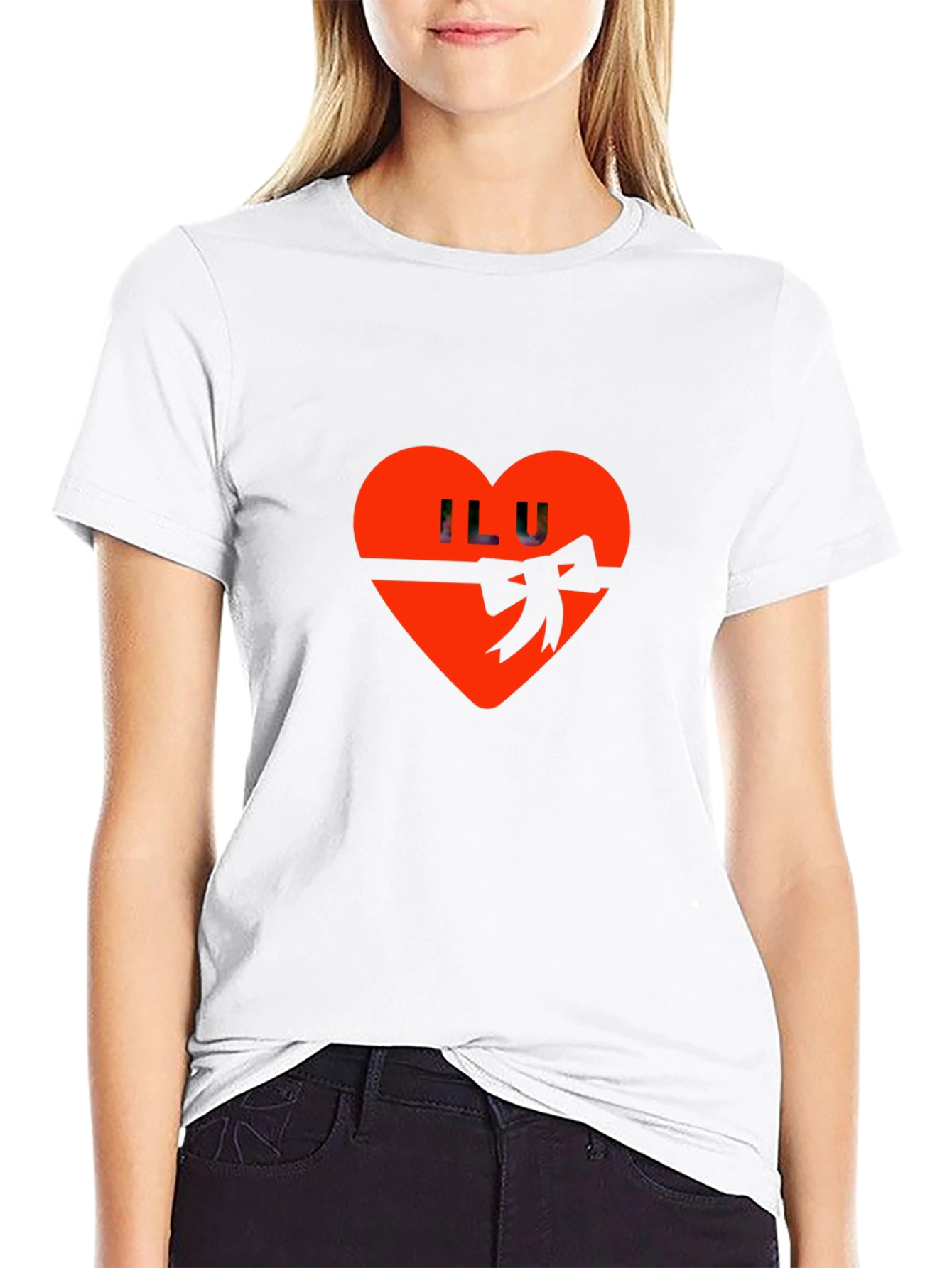ILU Heart Valentines Day Graphic Tee - Black