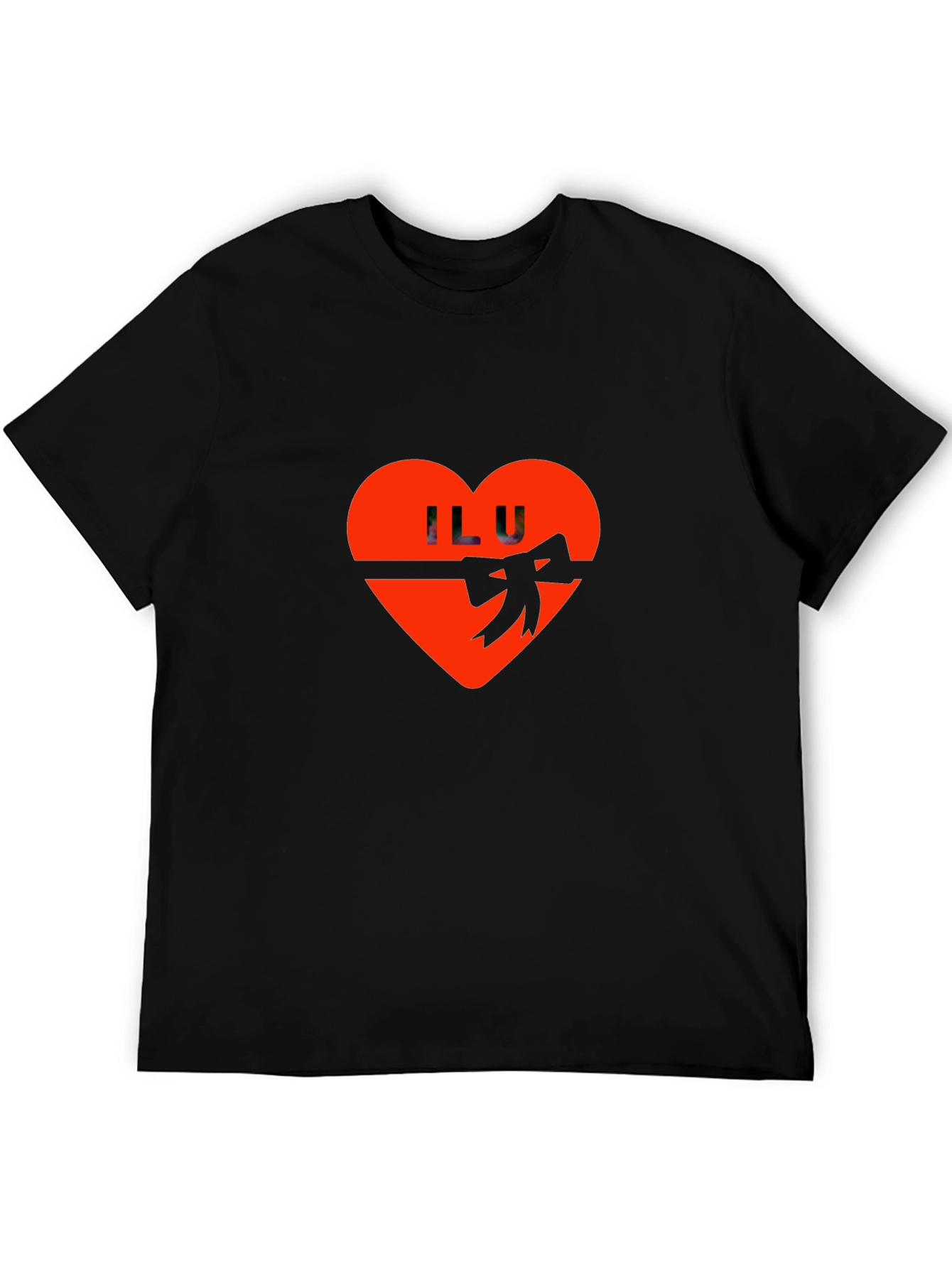 ILU Heart Valentines Day Graphic Tee - Black
