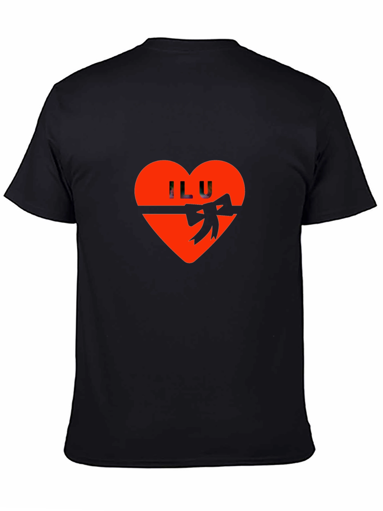 ILU Heart Valentines Day Graphic Tee - Black