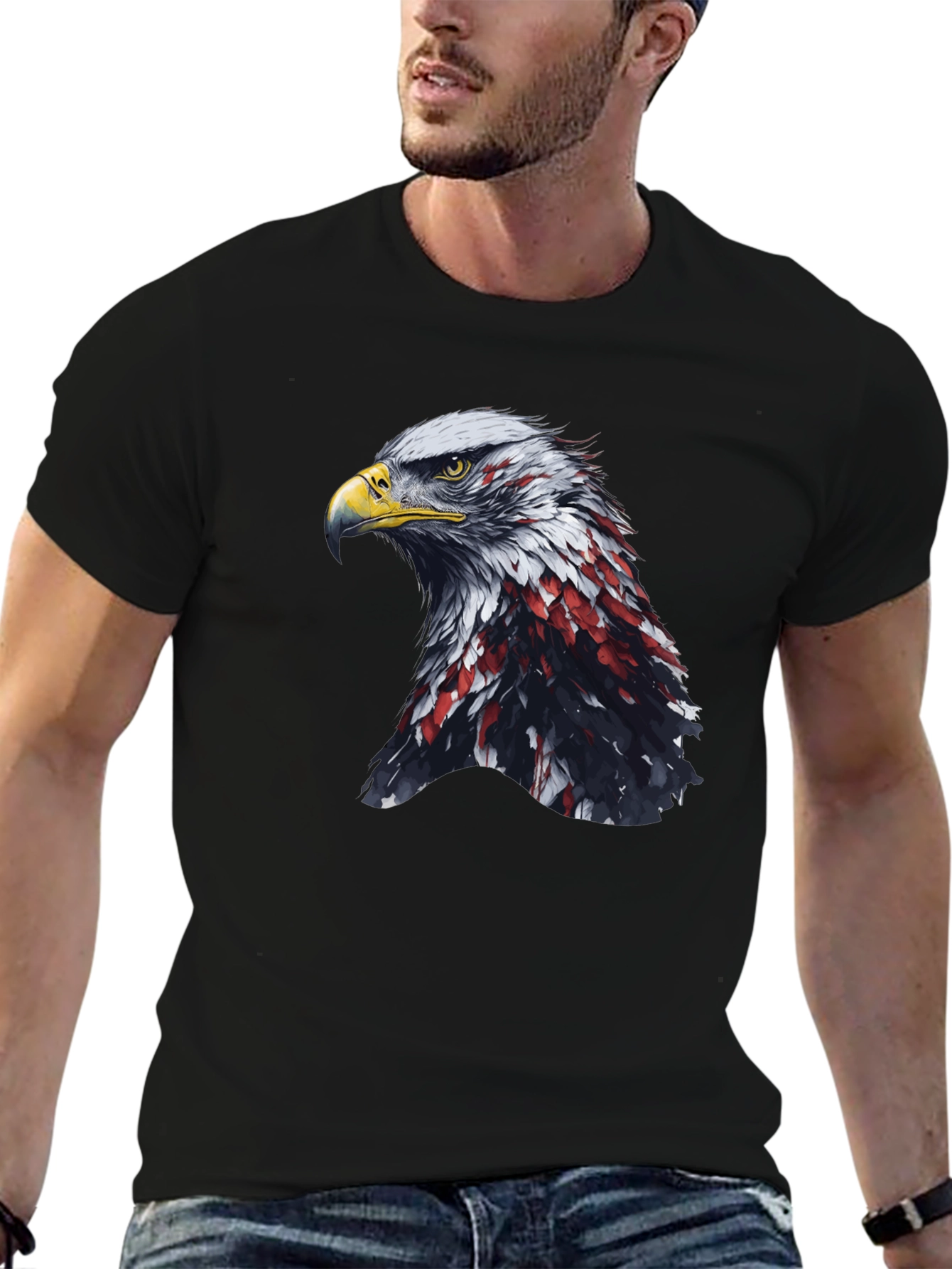 American Eagle Graphic Print Black T-Shirt