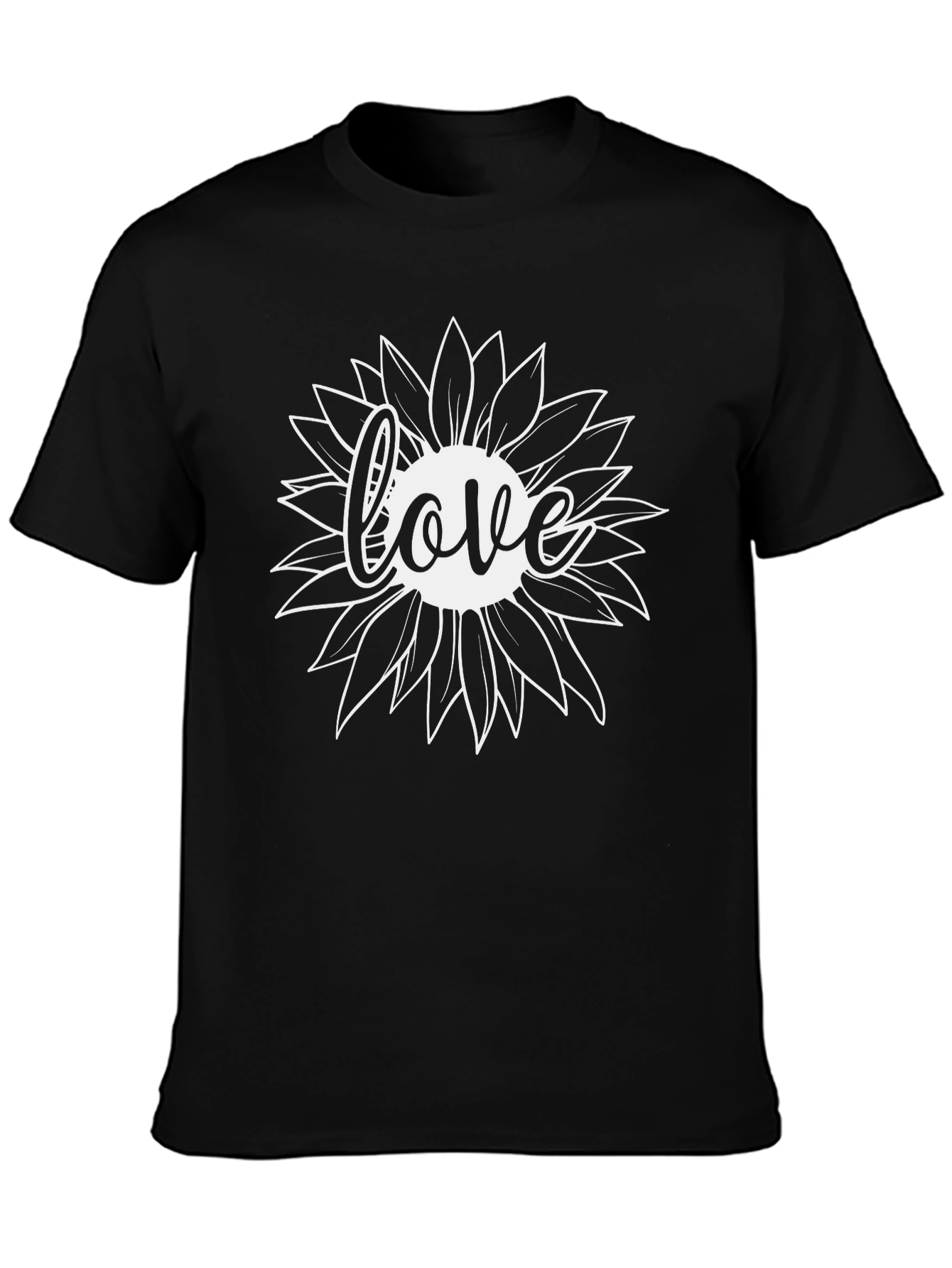 Love Sunflower Black T-Shirt