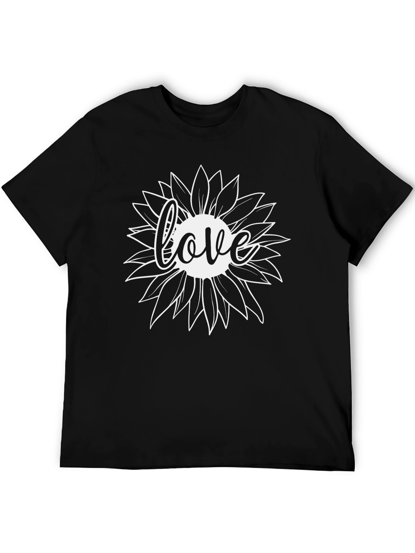 Love Sunflower Black T-Shirt