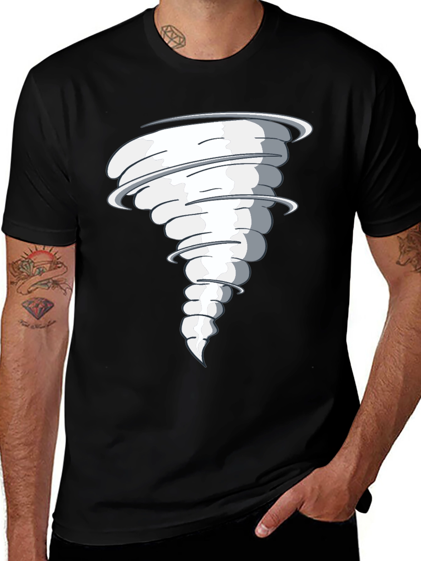 Tornado Graphic Print Black T-Shirt