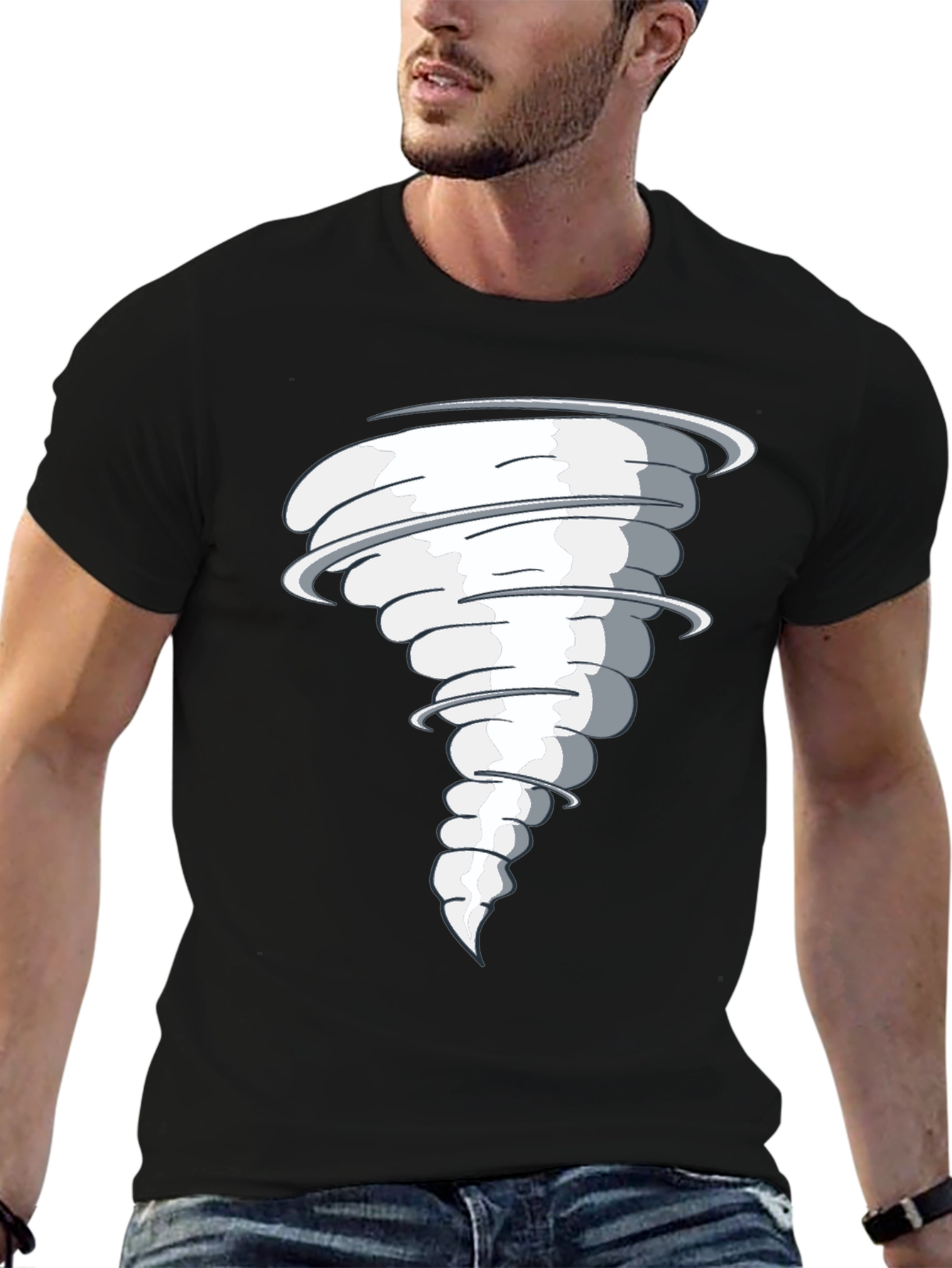 Tornado Graphic Print Black T-Shirt