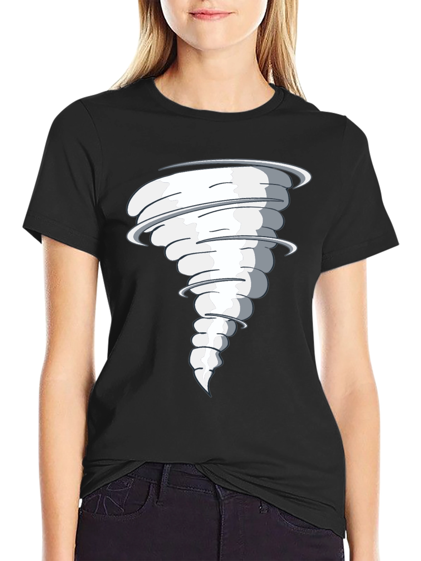 Tornado Graphic Print Black T-Shirt