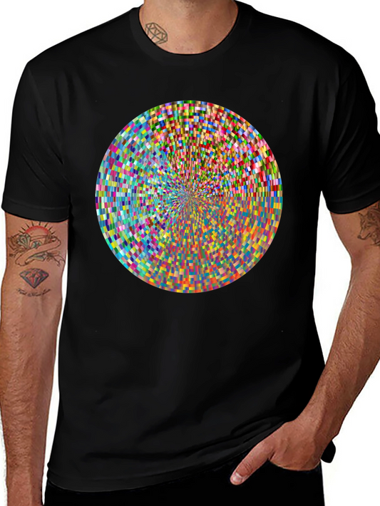 Geometric Pixel Circle Graphic Print T-Shirt