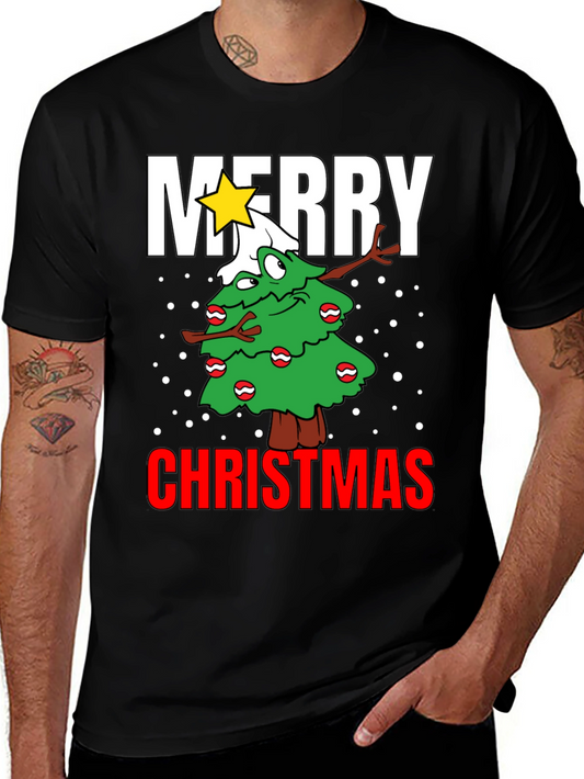Merry Christmas Cartoon Tree Graphic T-Shirt