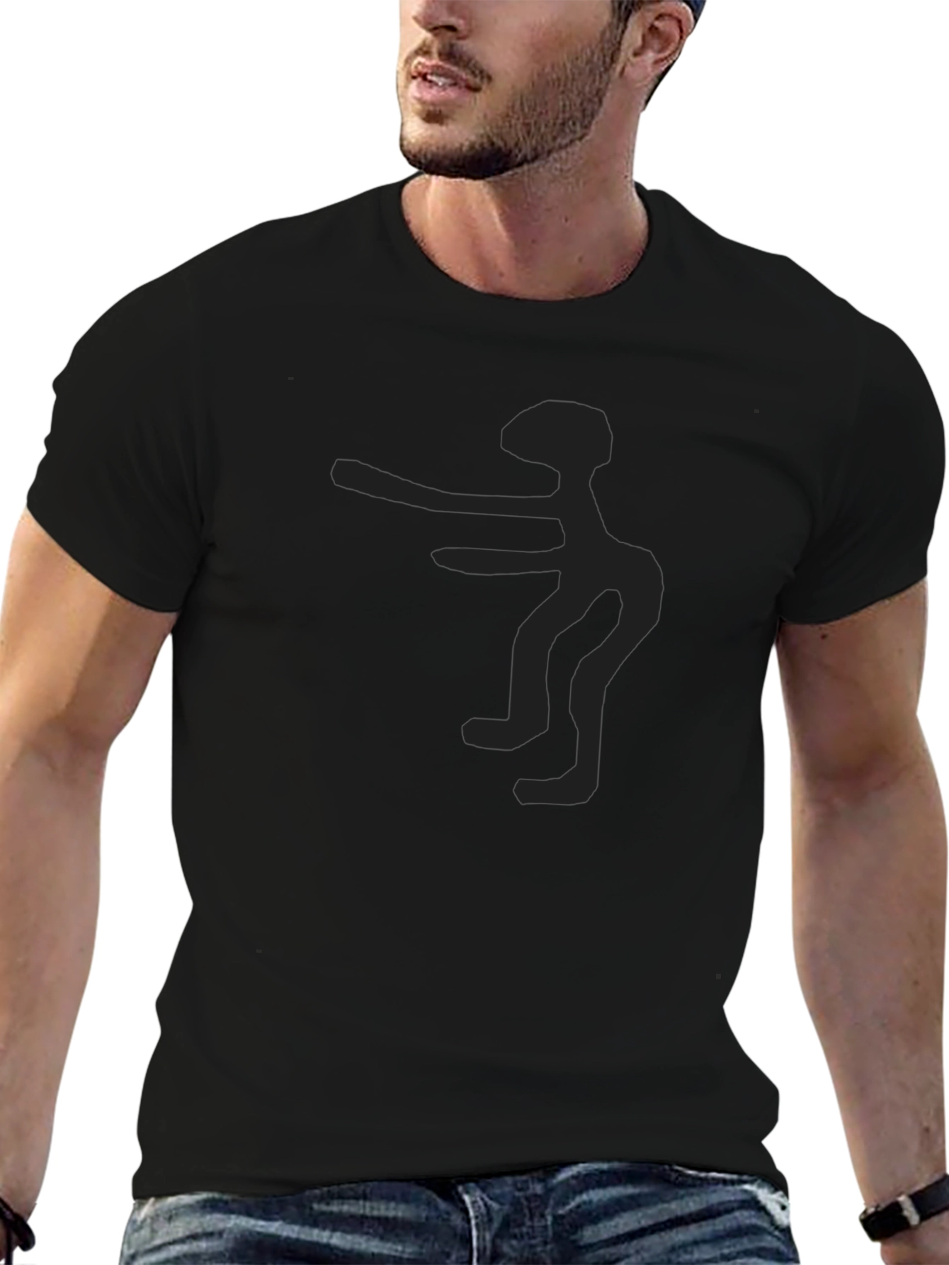 Abstract Figure Black T-Shirt | Minimalist Design
