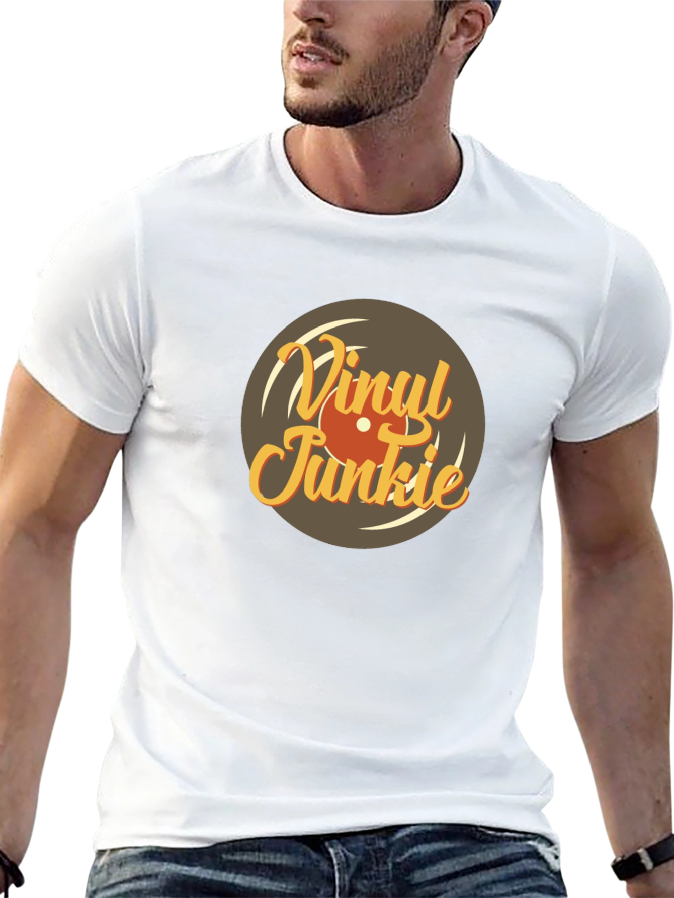 Vinyl Junkie Graphic Tee - Retro Music Lover T-Shirt