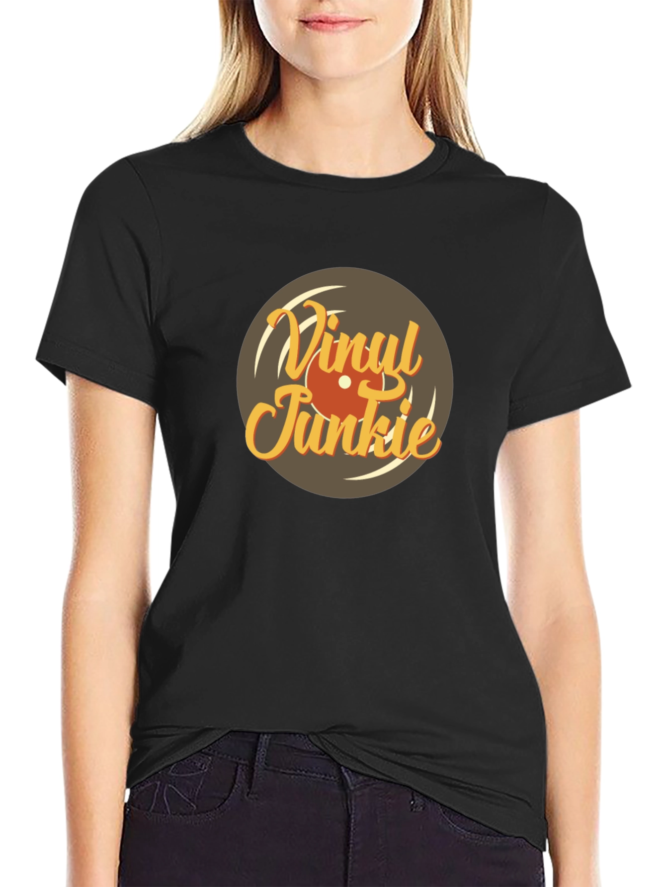 Vinyl Junkie Graphic Tee - Retro Music Lover T-Shirt
