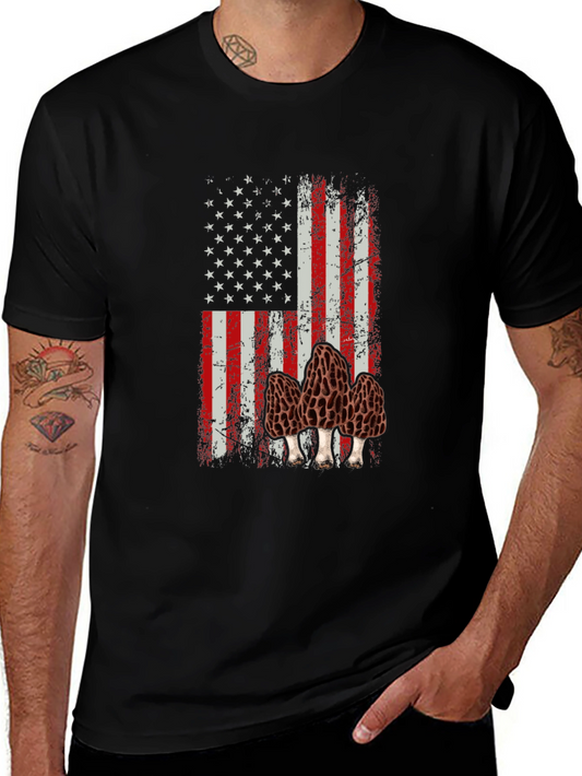 American Flag Morel Mushroom Graphic T-Shirt