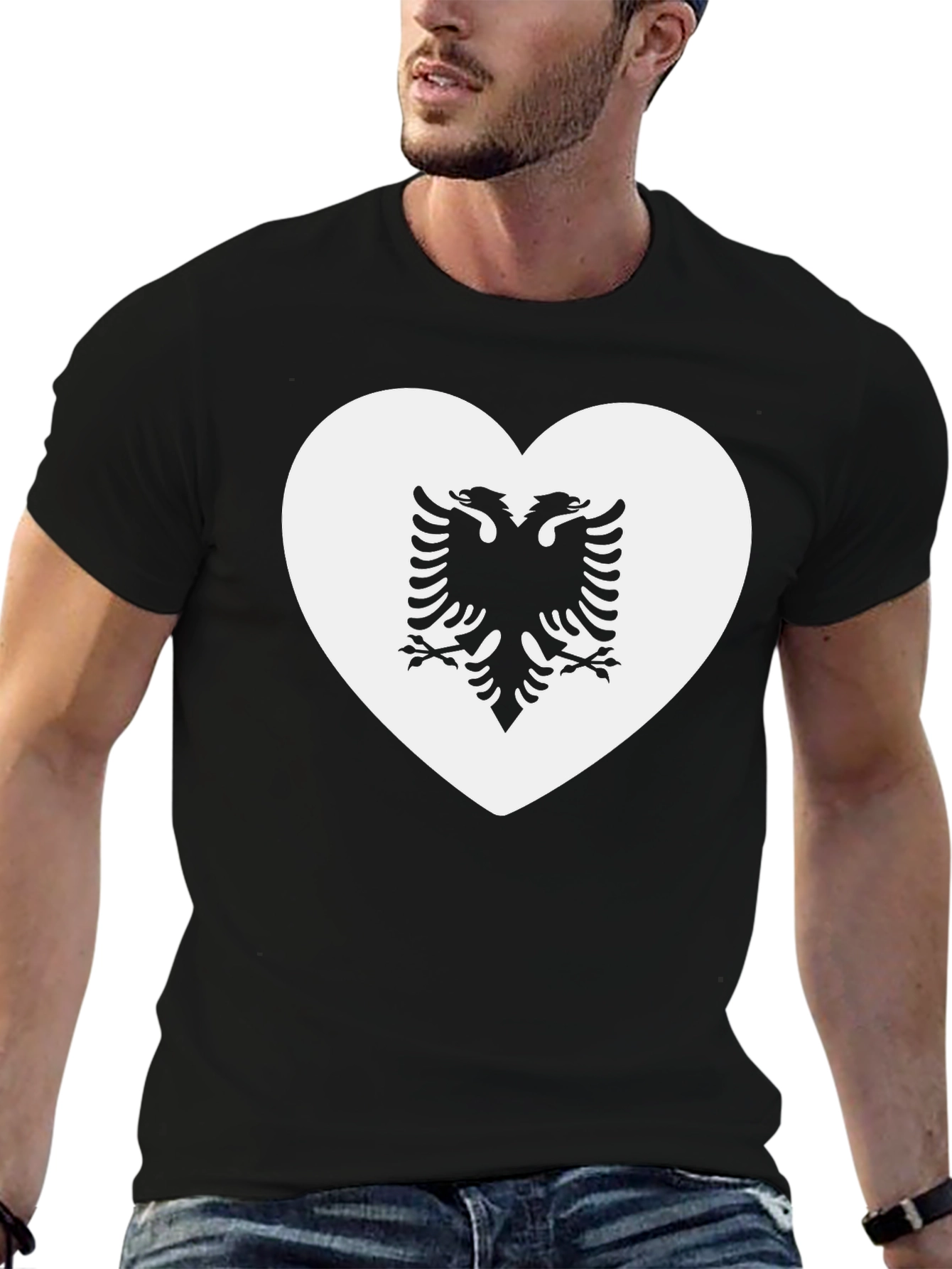 Albanian Eagle Heart T-Shirt - Black