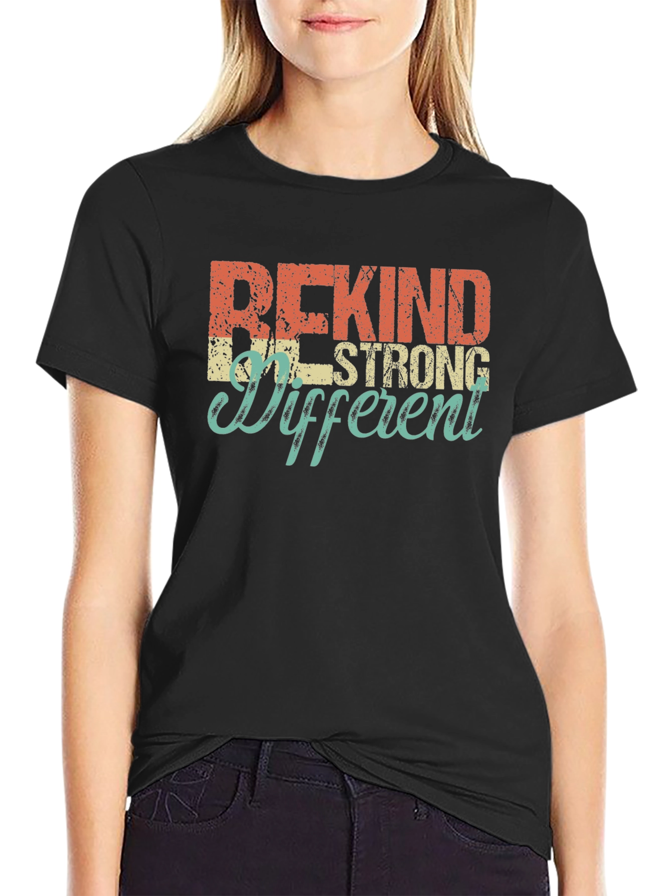 Be Kind Strong Different Graphic Tee - Black