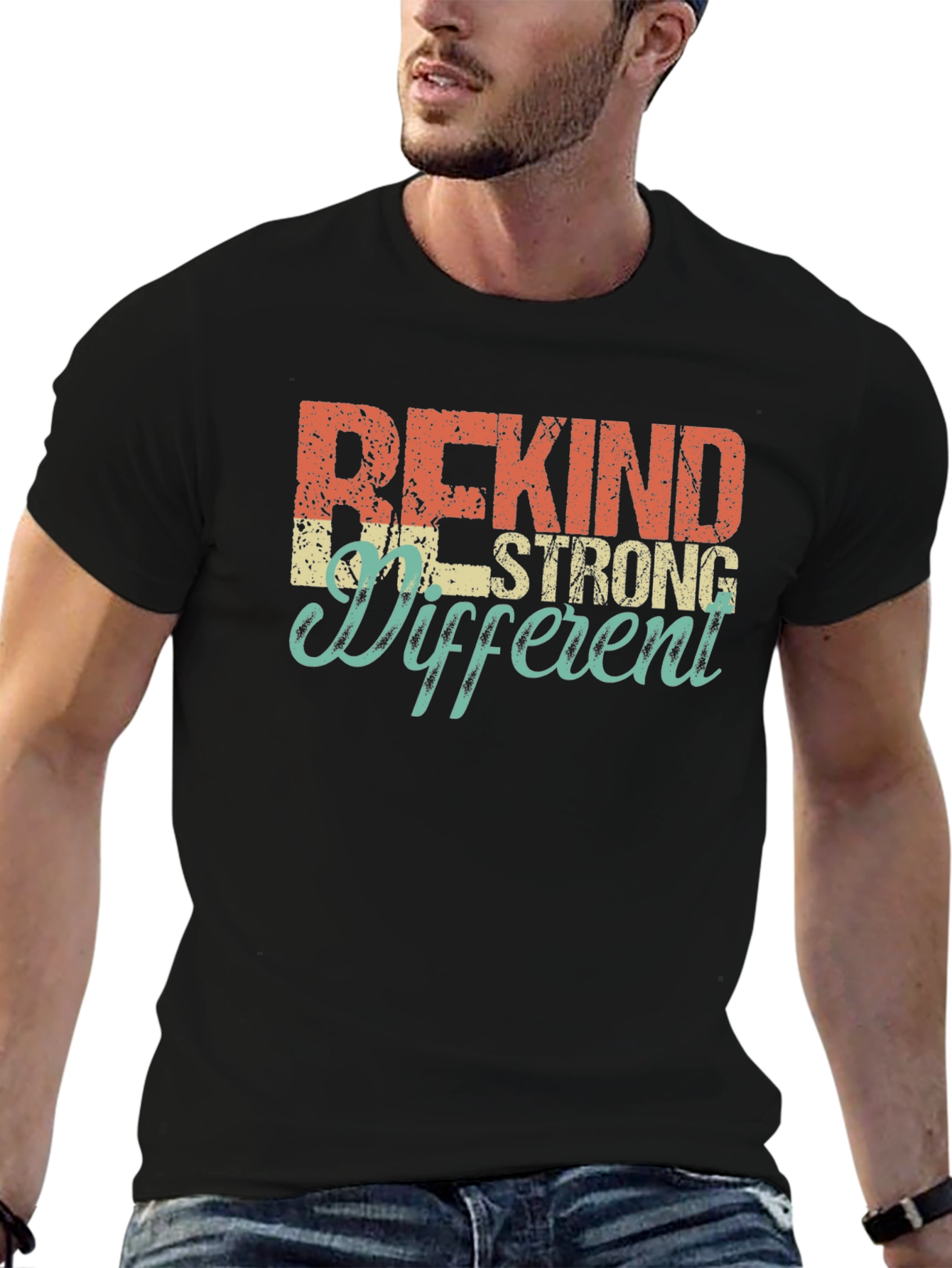 Be Kind Strong Different Graphic Tee - Black