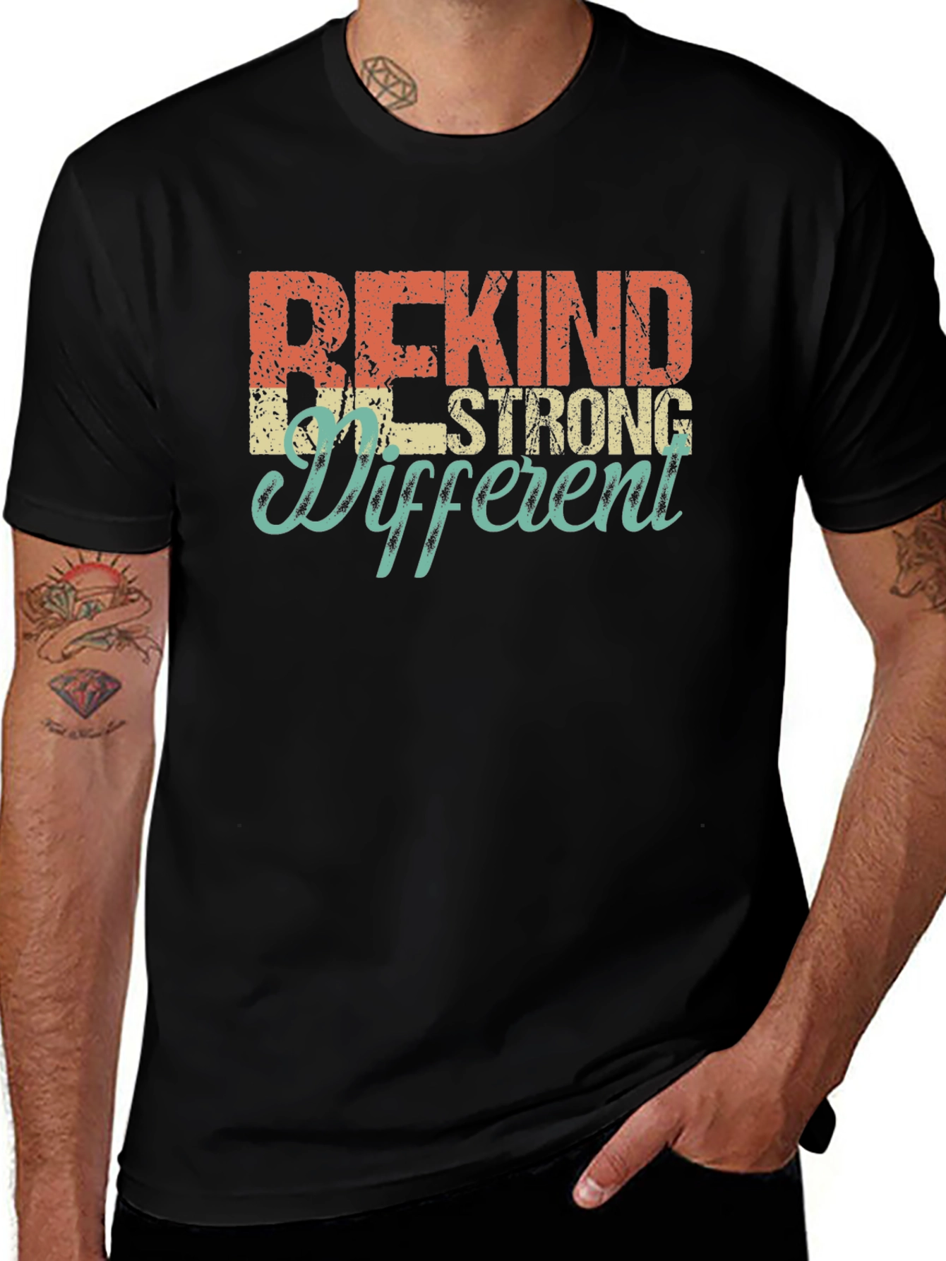 Be Kind Strong Different Graphic Tee - Black