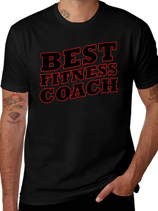Best Fitness Coach Black Graphic T-Shirt