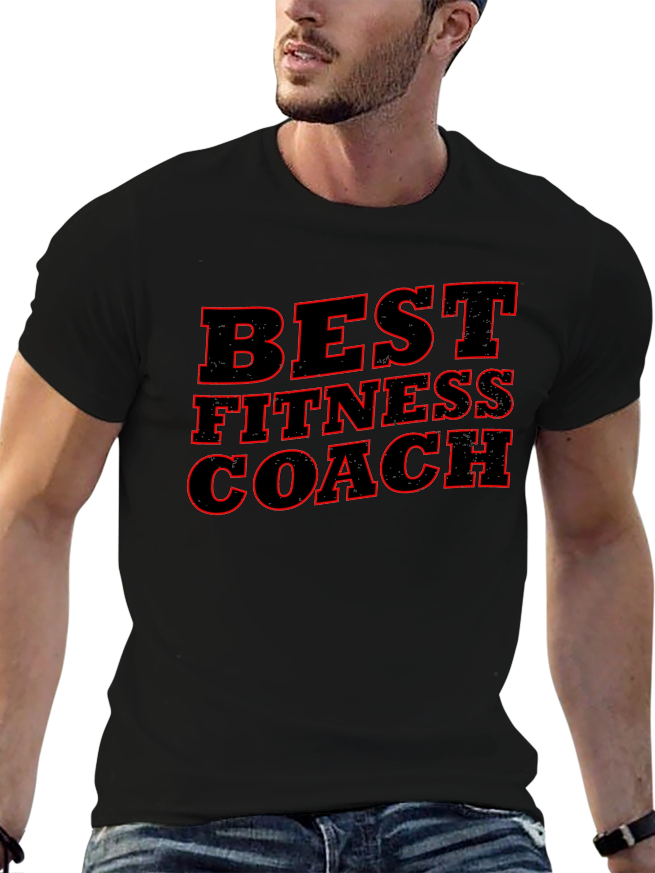 Best Fitness Coach Black Graphic T-Shirt