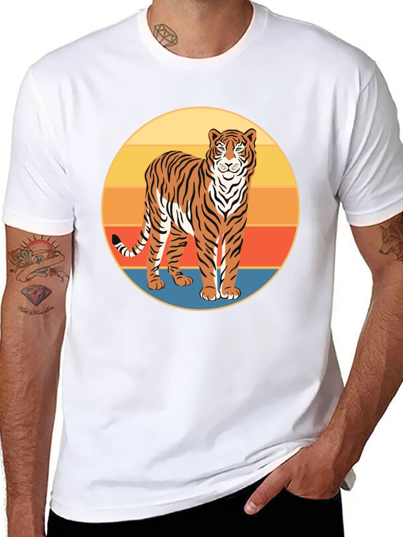 Retro Tiger Graphic Tee - Cool Animal Print Shirt
