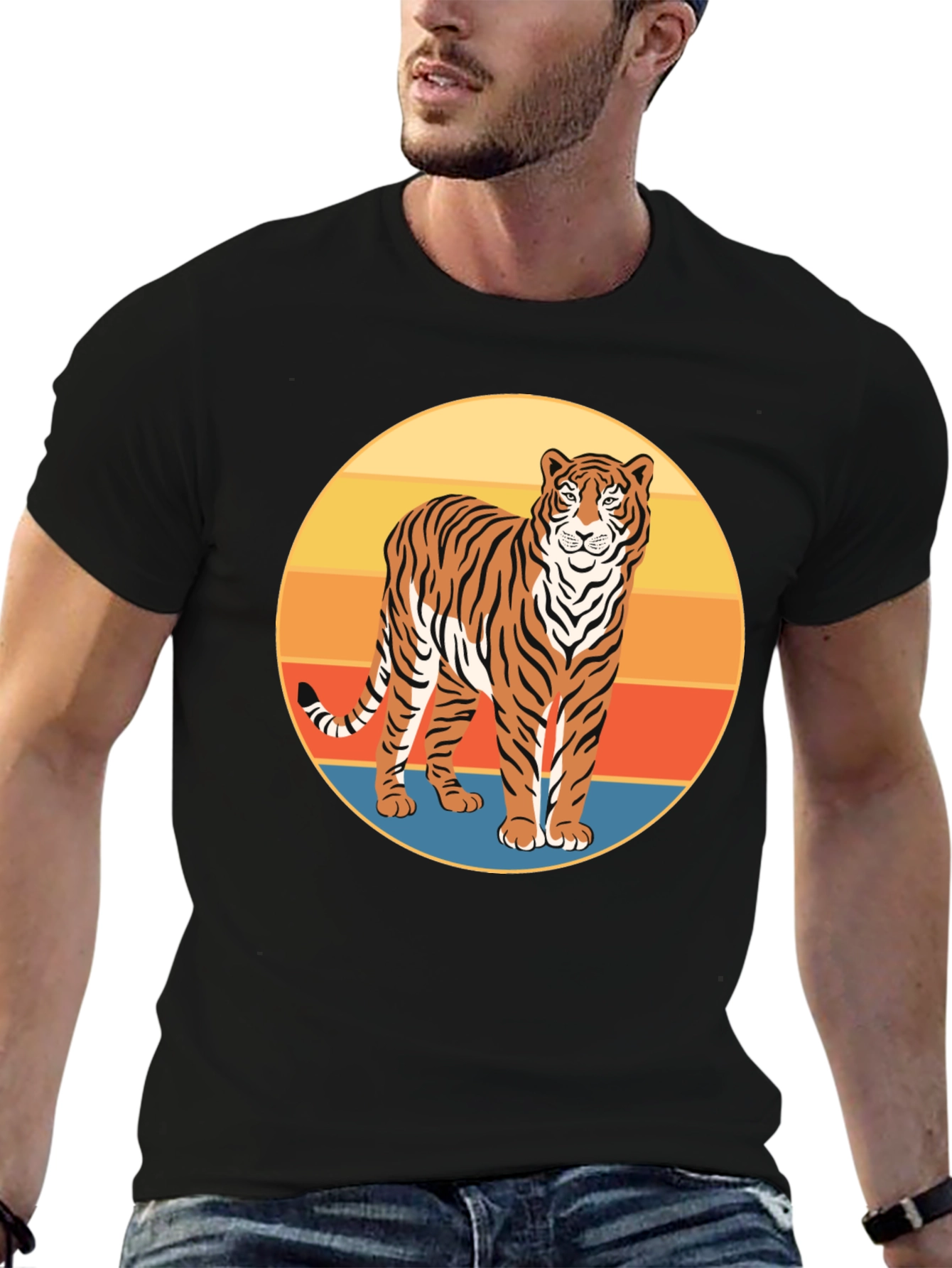 Retro Tiger Graphic Tee - Cool Animal Print Shirt