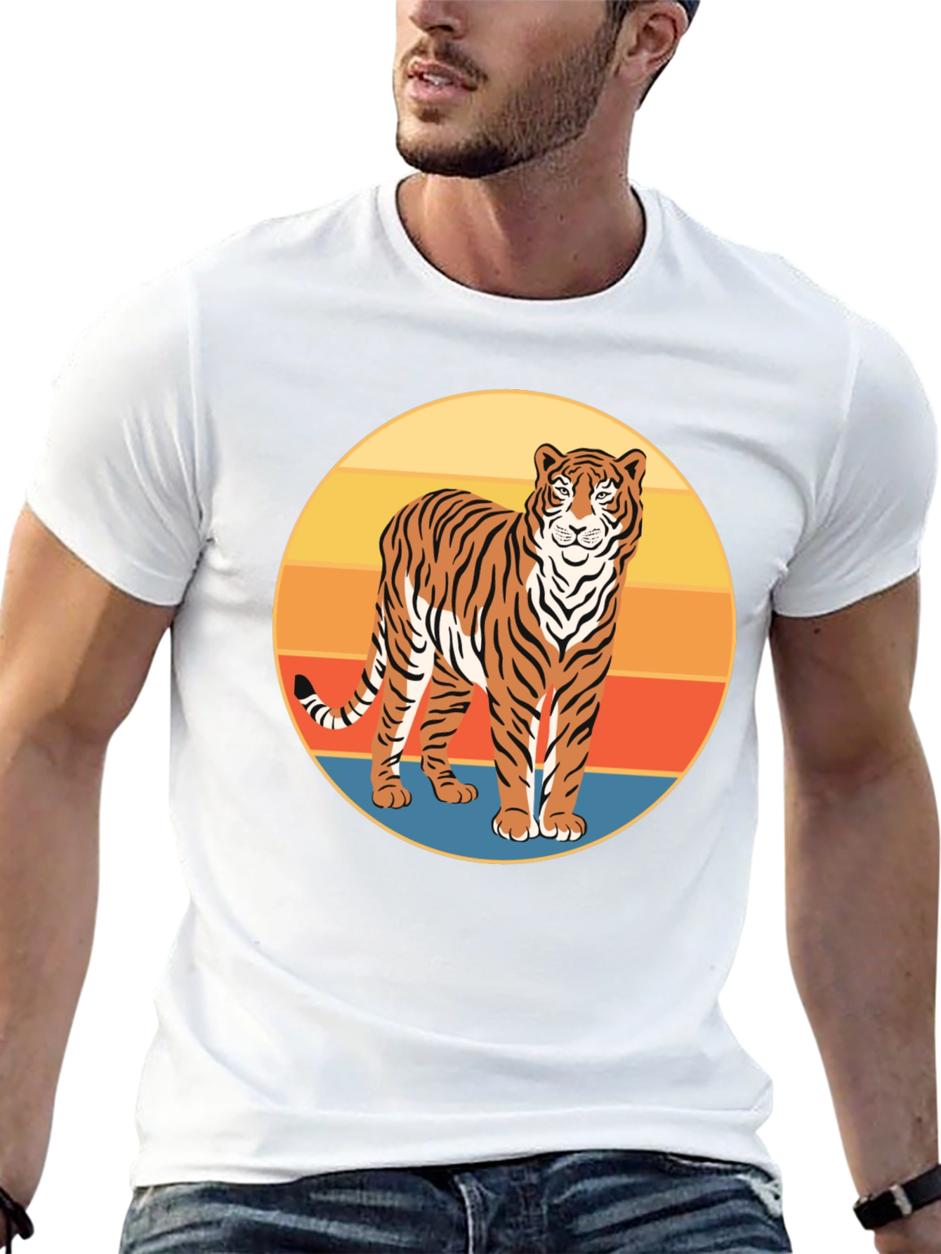 Retro Tiger Graphic Tee - Cool Animal Print Shirt