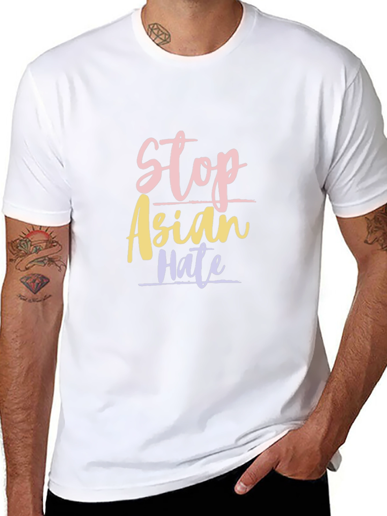 Stop Asian Hate Graphic Tee - Black Cotton T-Shirt