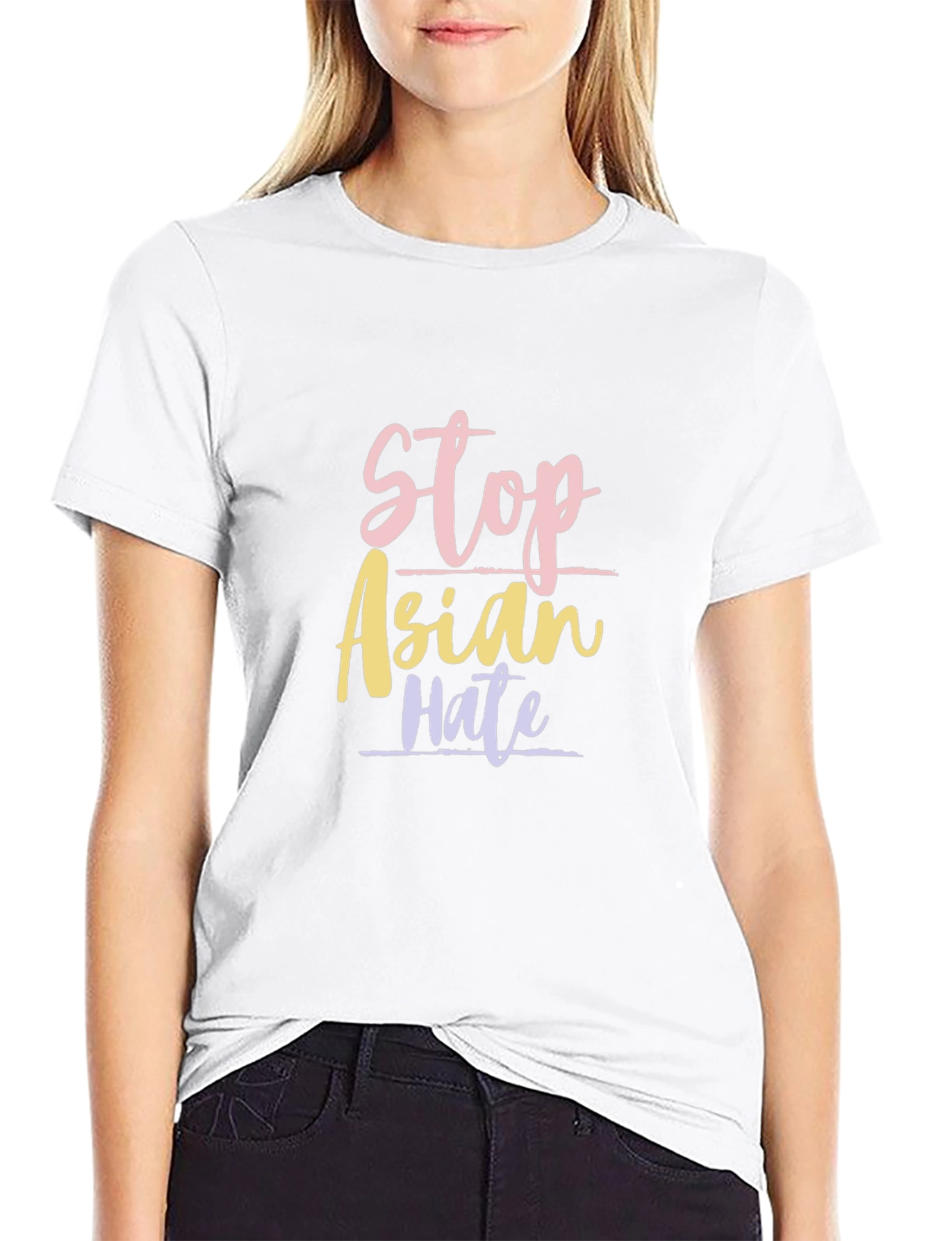 Stop Asian Hate Graphic Tee - Black Cotton T-Shirt