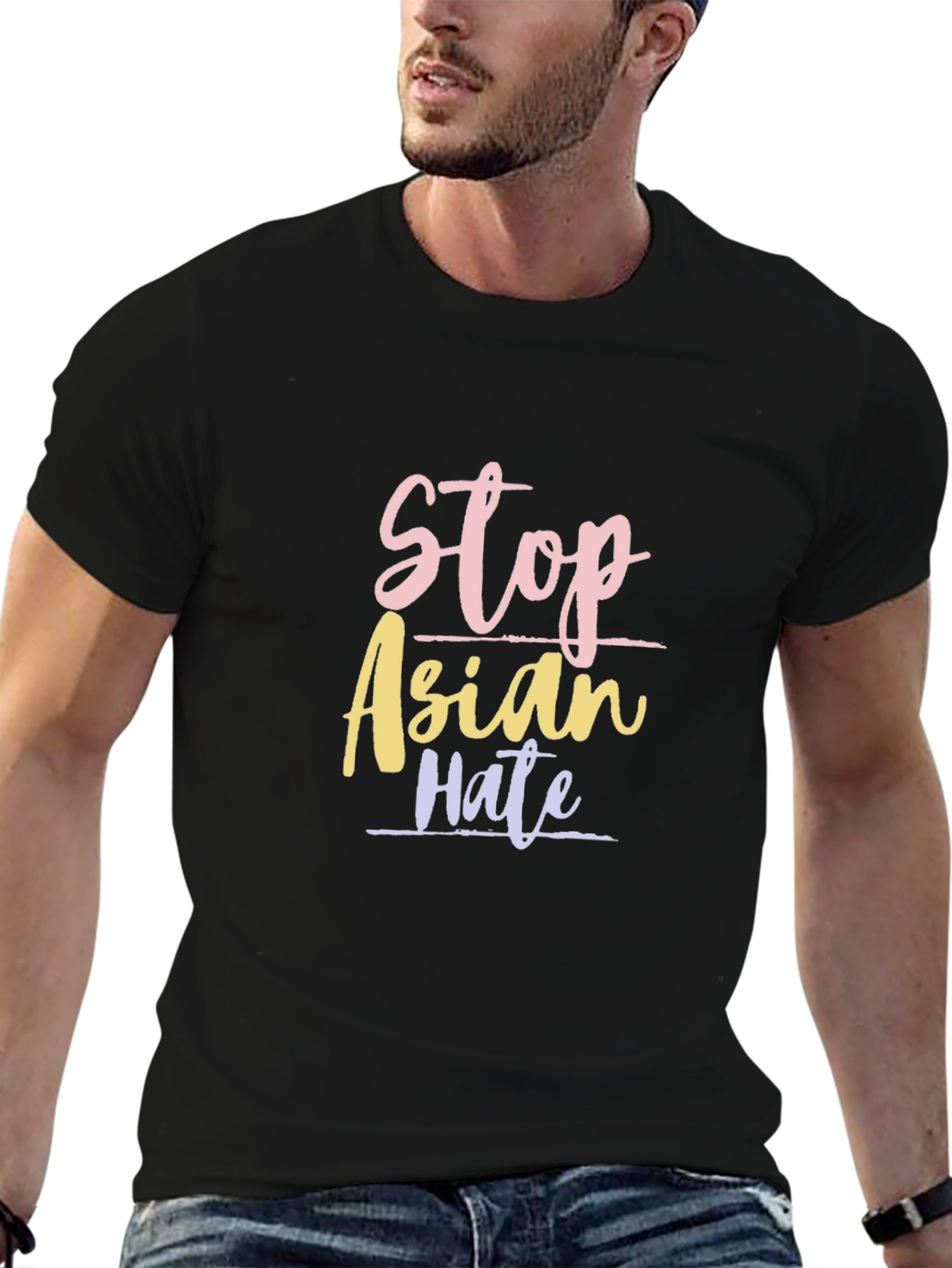Stop Asian Hate Graphic Tee - Black Cotton T-Shirt