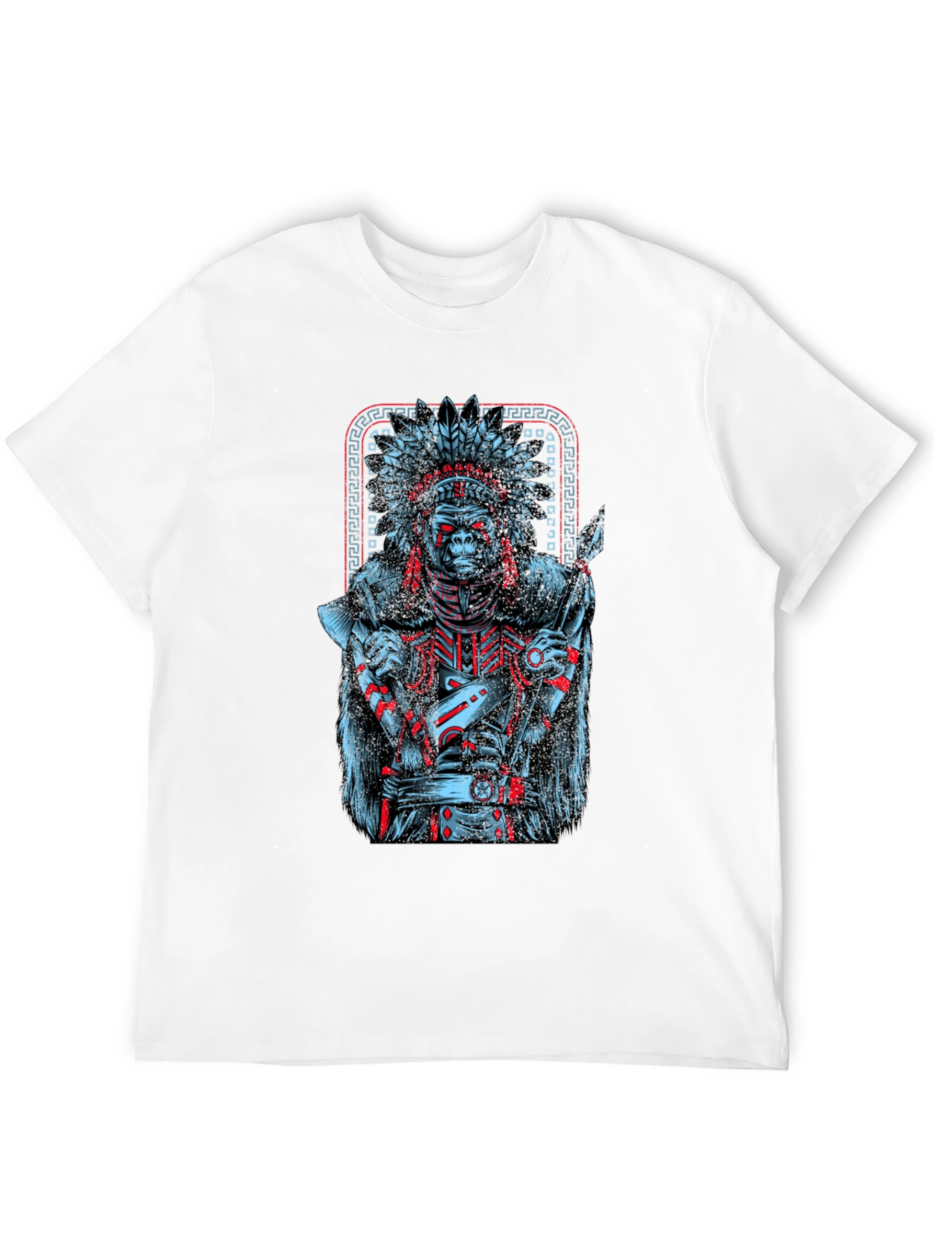 Tribal Chief Gorilla Graphic Tee - Unique Design