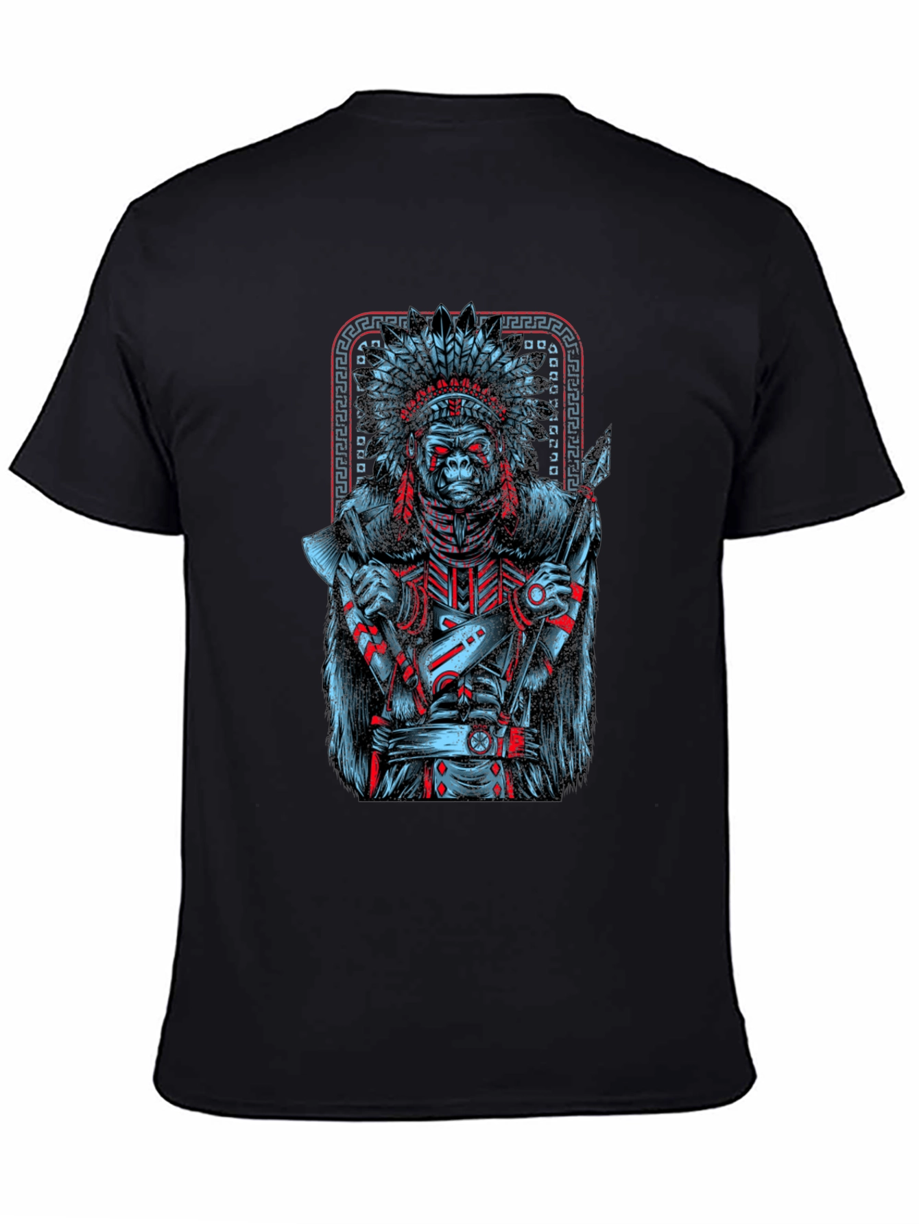 Tribal Chief Gorilla Graphic Tee - Unique Design