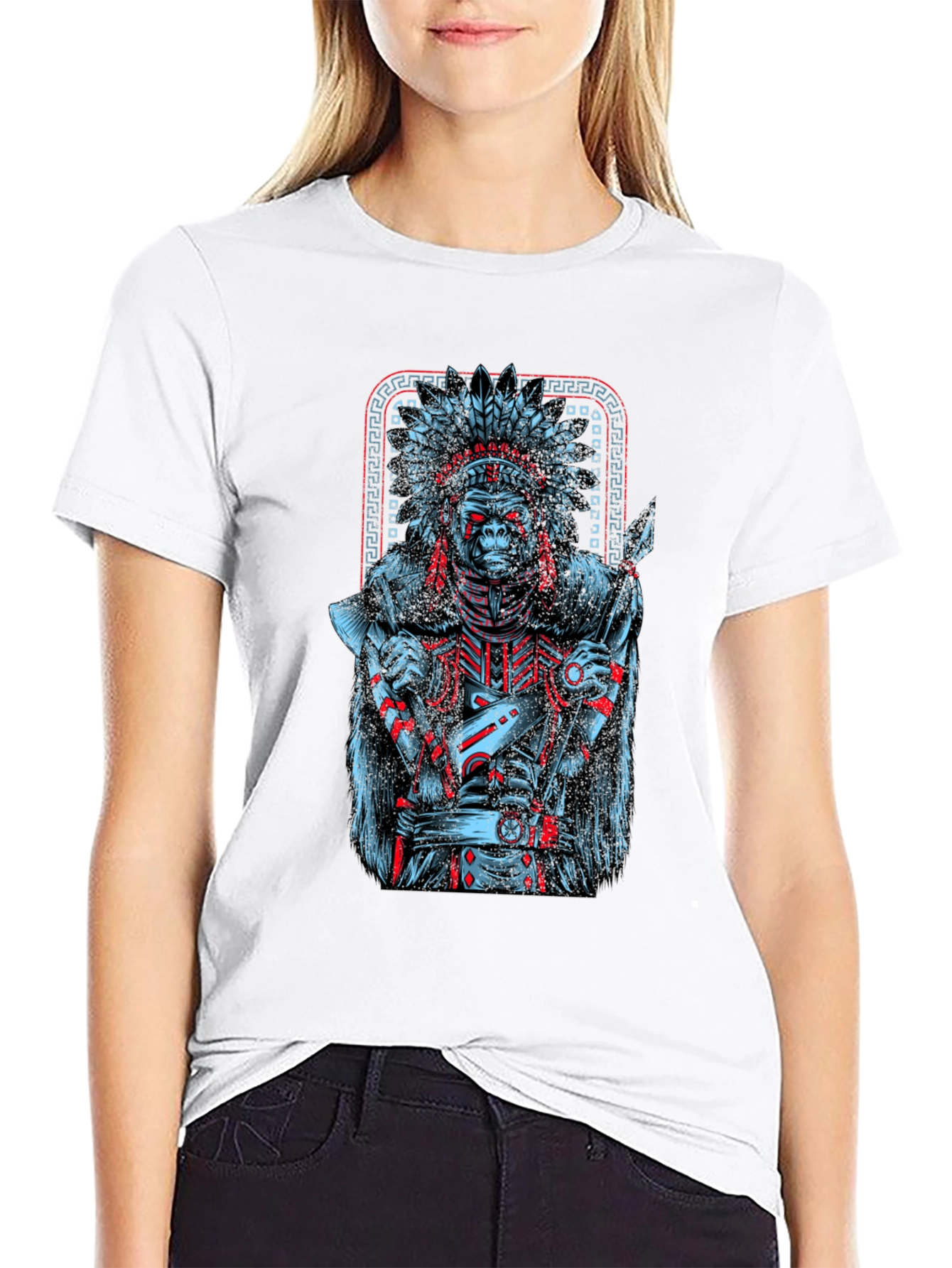 Tribal Chief Gorilla Graphic Tee - Unique Design