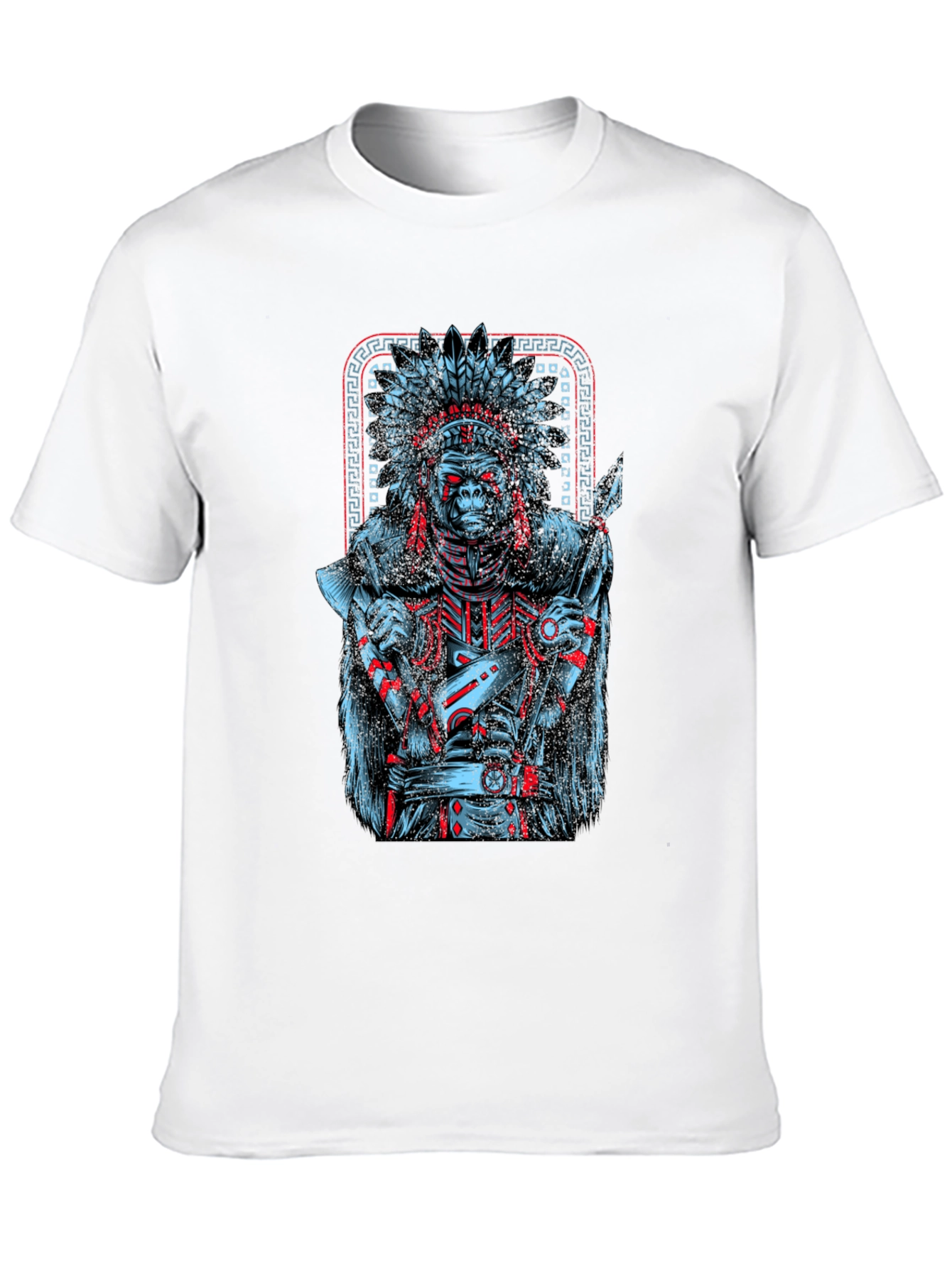 Tribal Chief Gorilla Graphic Tee - Unique Design
