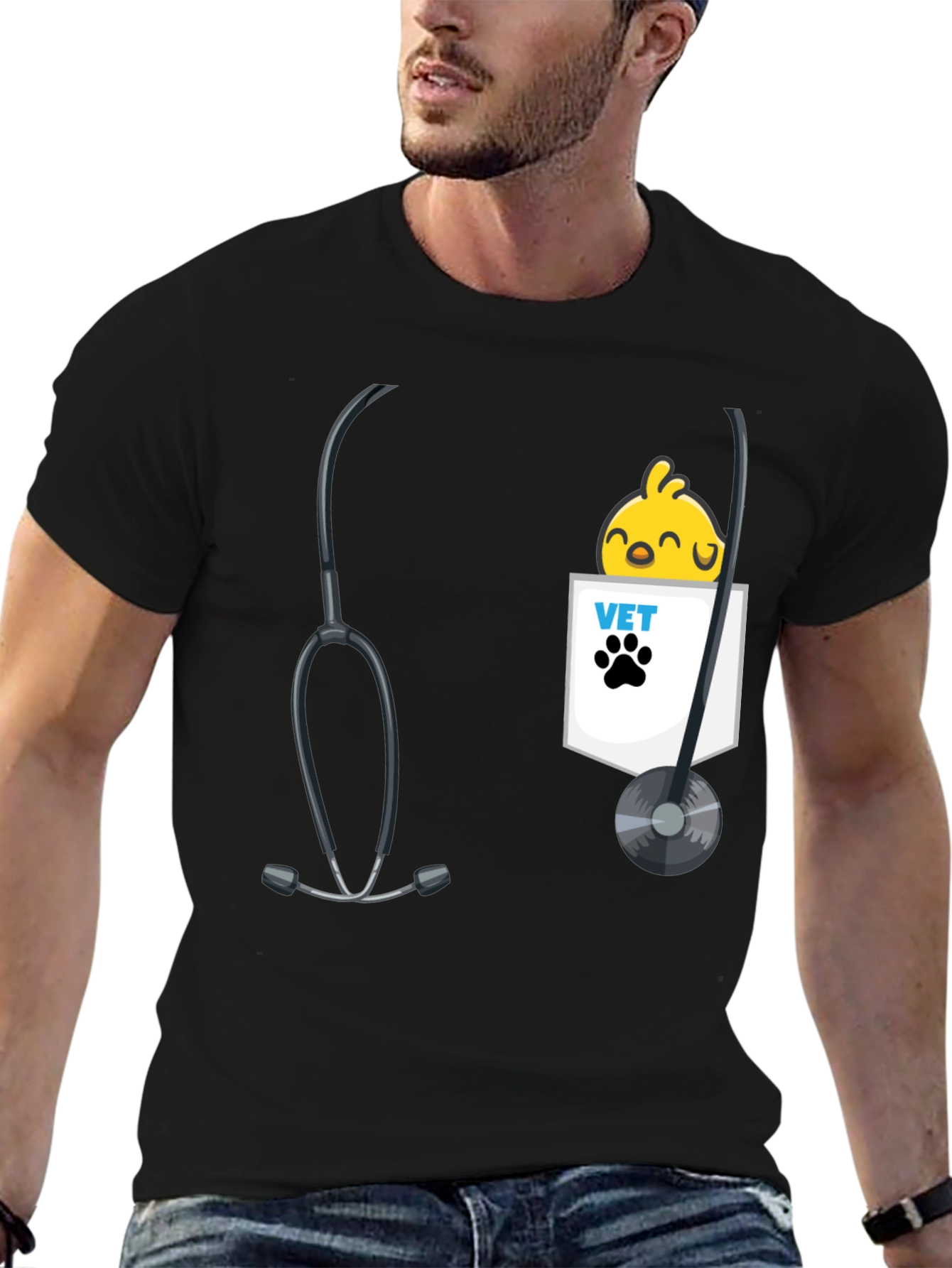 Vet Chick T-Shirt with Stethoscope Design