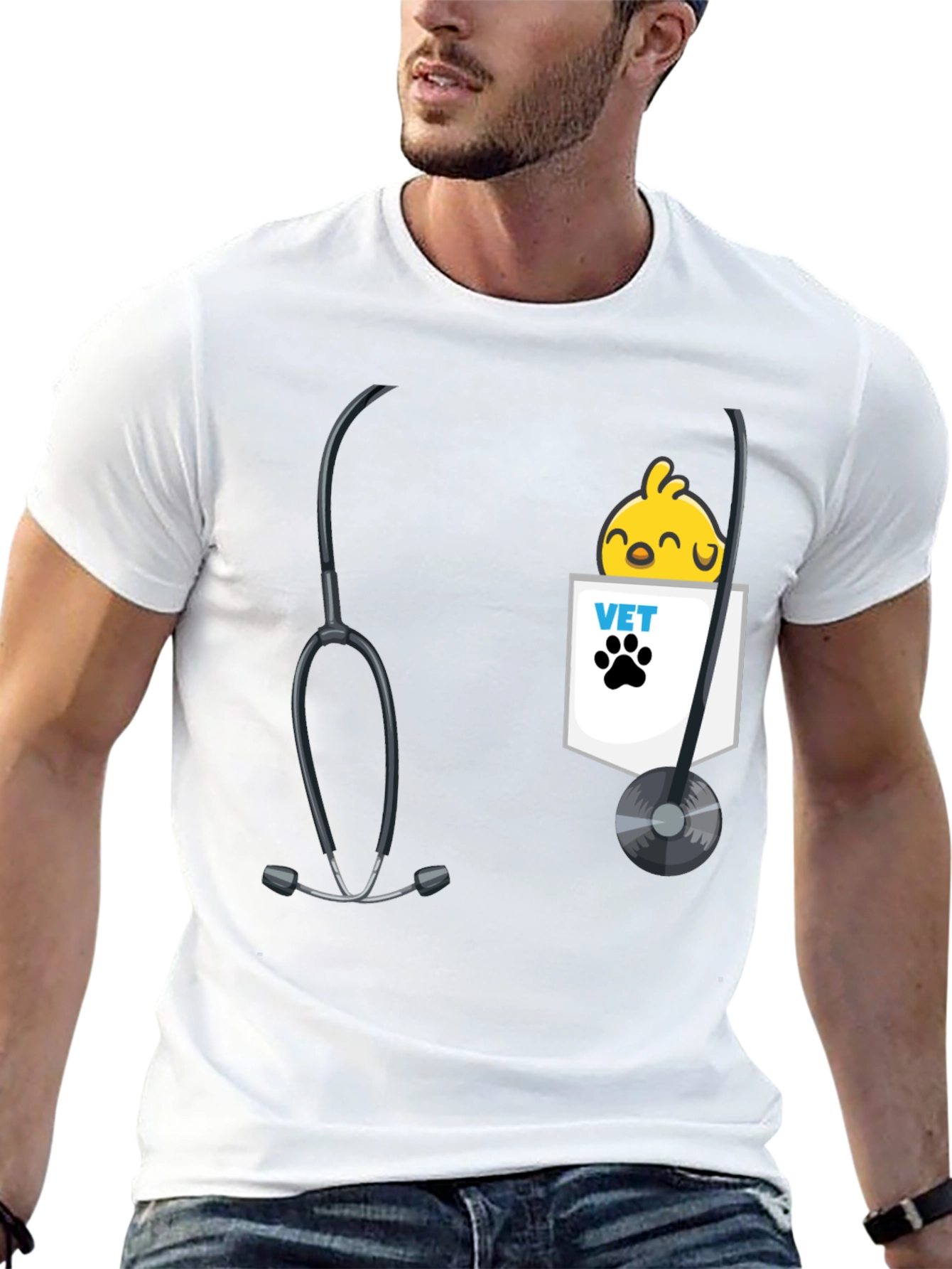 Vet Chick T-Shirt with Stethoscope Design