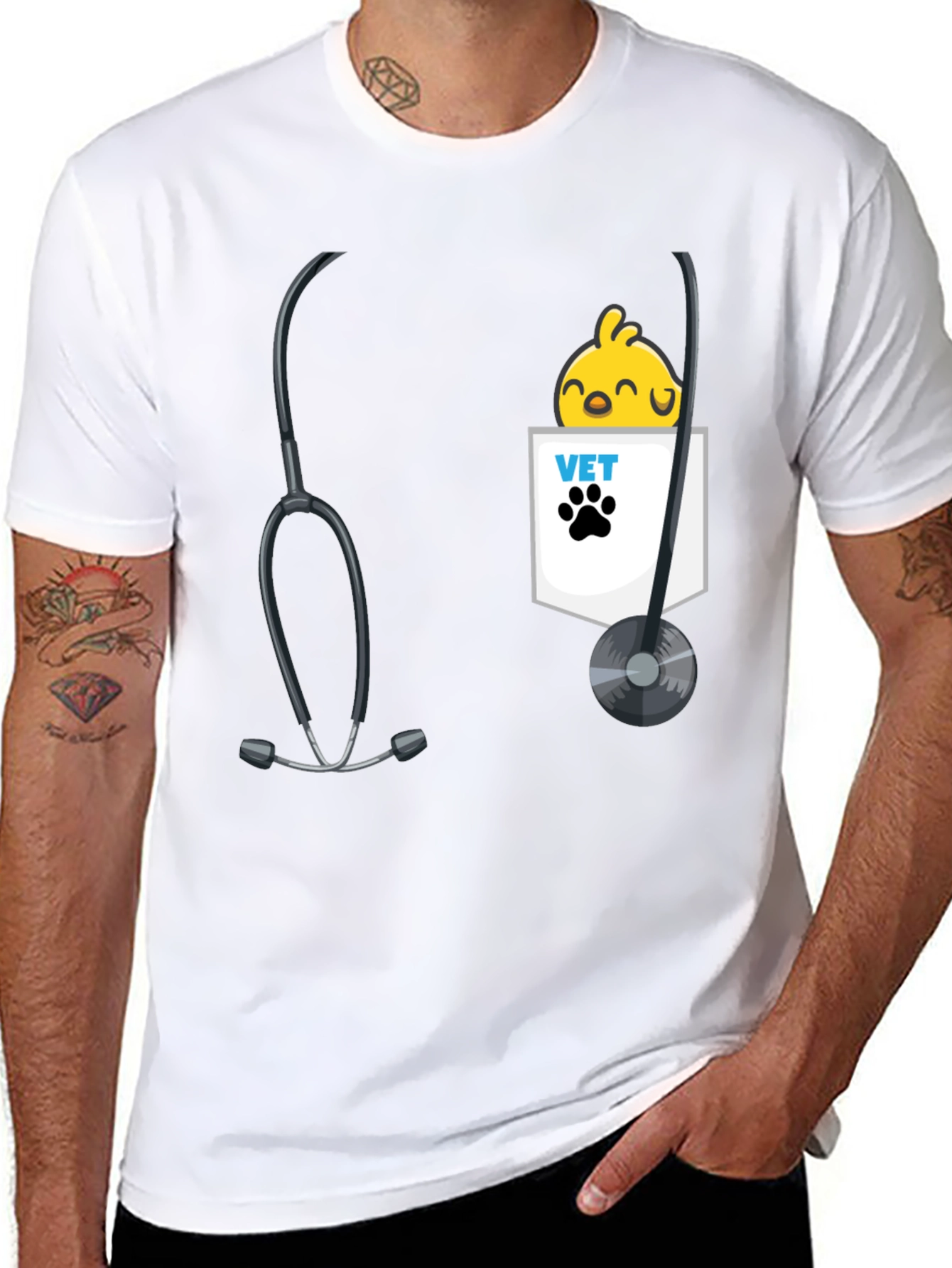 Vet Chick T-Shirt with Stethoscope Design