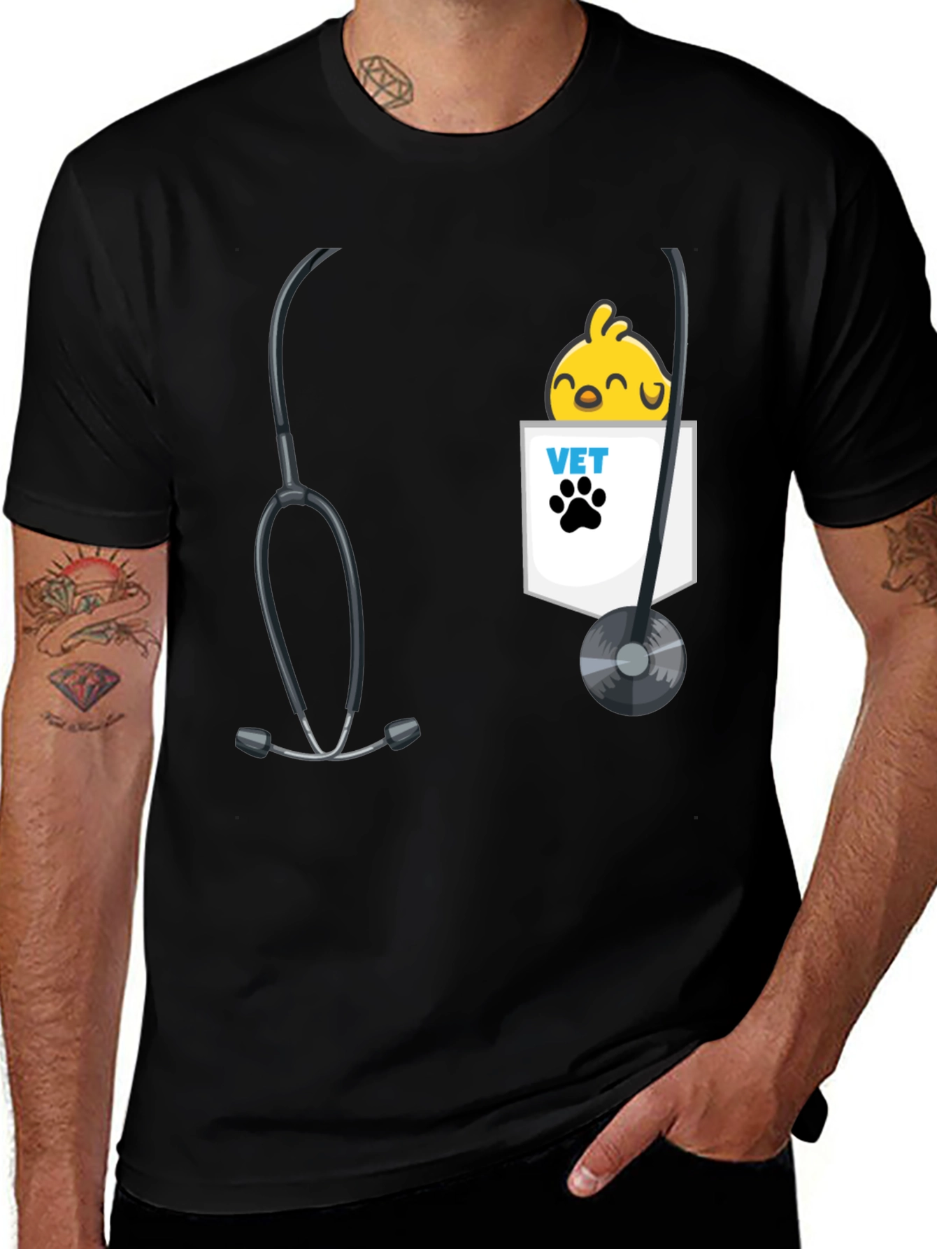 Vet Chick T-Shirt with Stethoscope Design