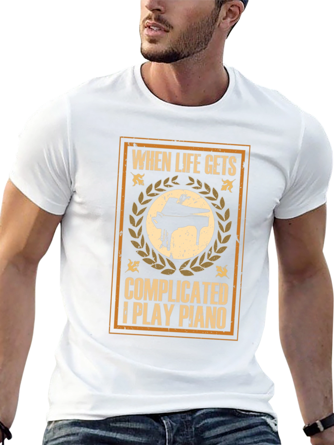 When Life Gets Complicated I Play Piano Graphic T-Shirt