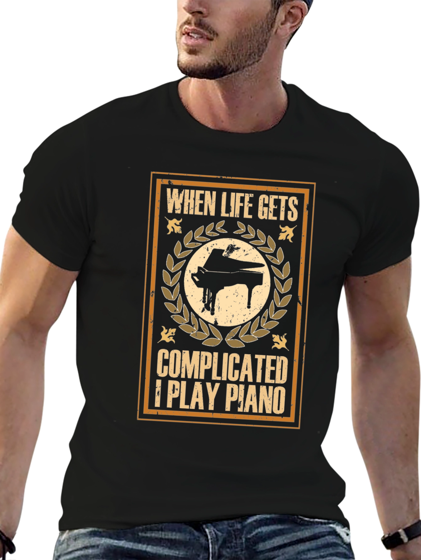 When Life Gets Complicated I Play Piano Graphic T-Shirt