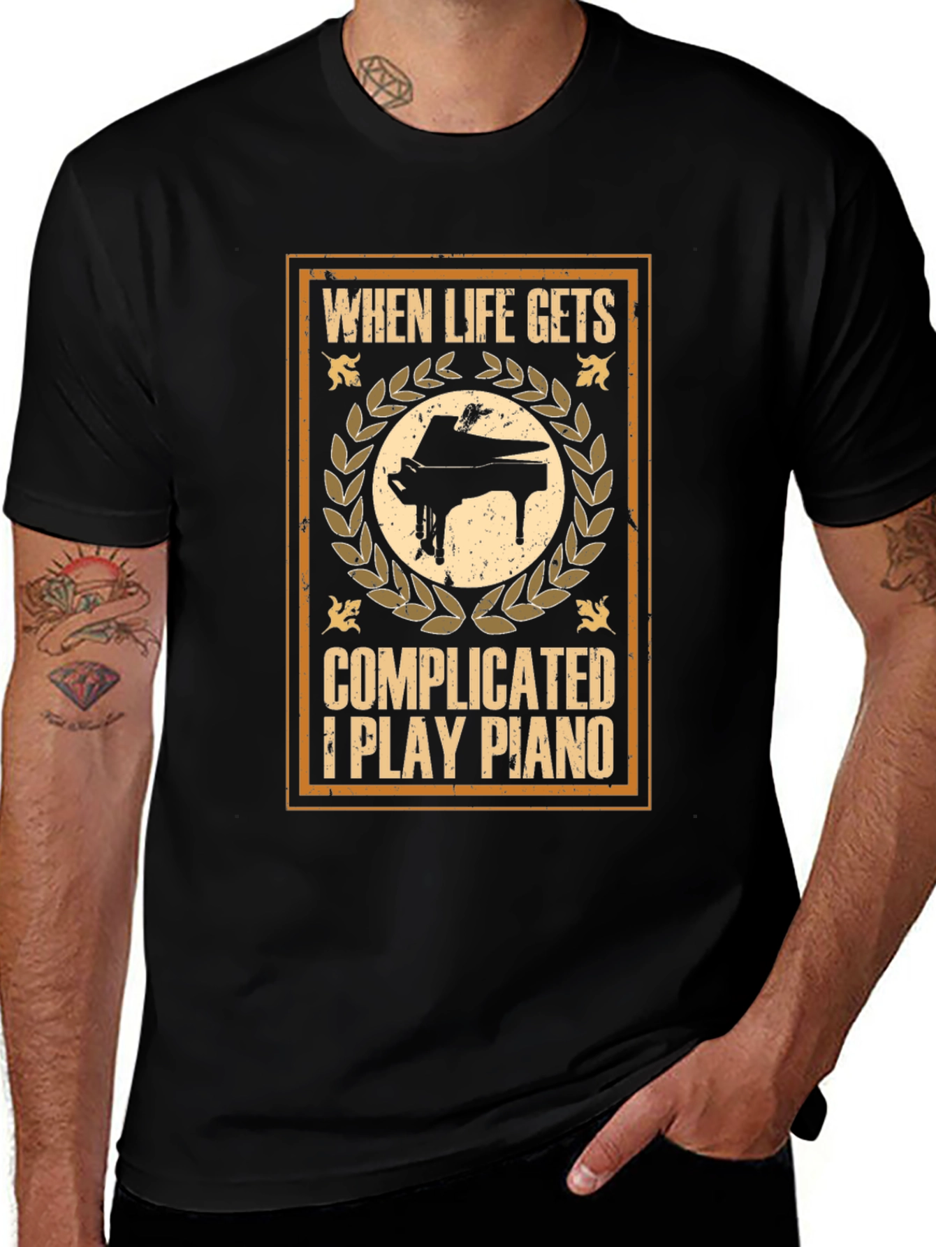 When Life Gets Complicated I Play Piano Graphic T-Shirt