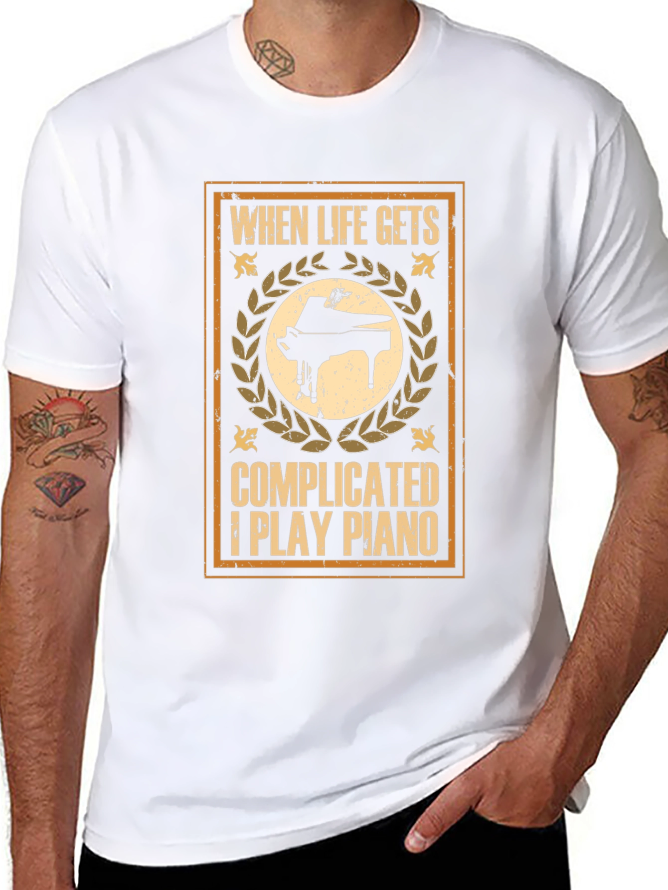 When Life Gets Complicated I Play Piano Graphic T-Shirt