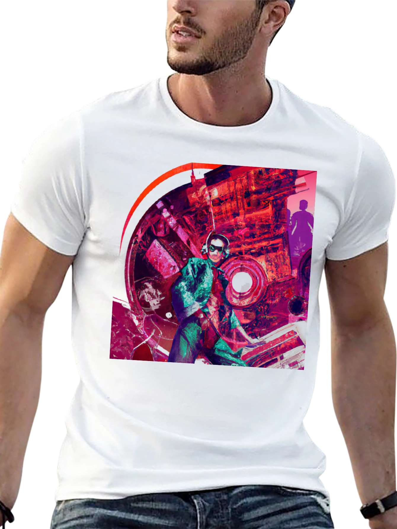 Abstract Graphic Print Black T-Shirt