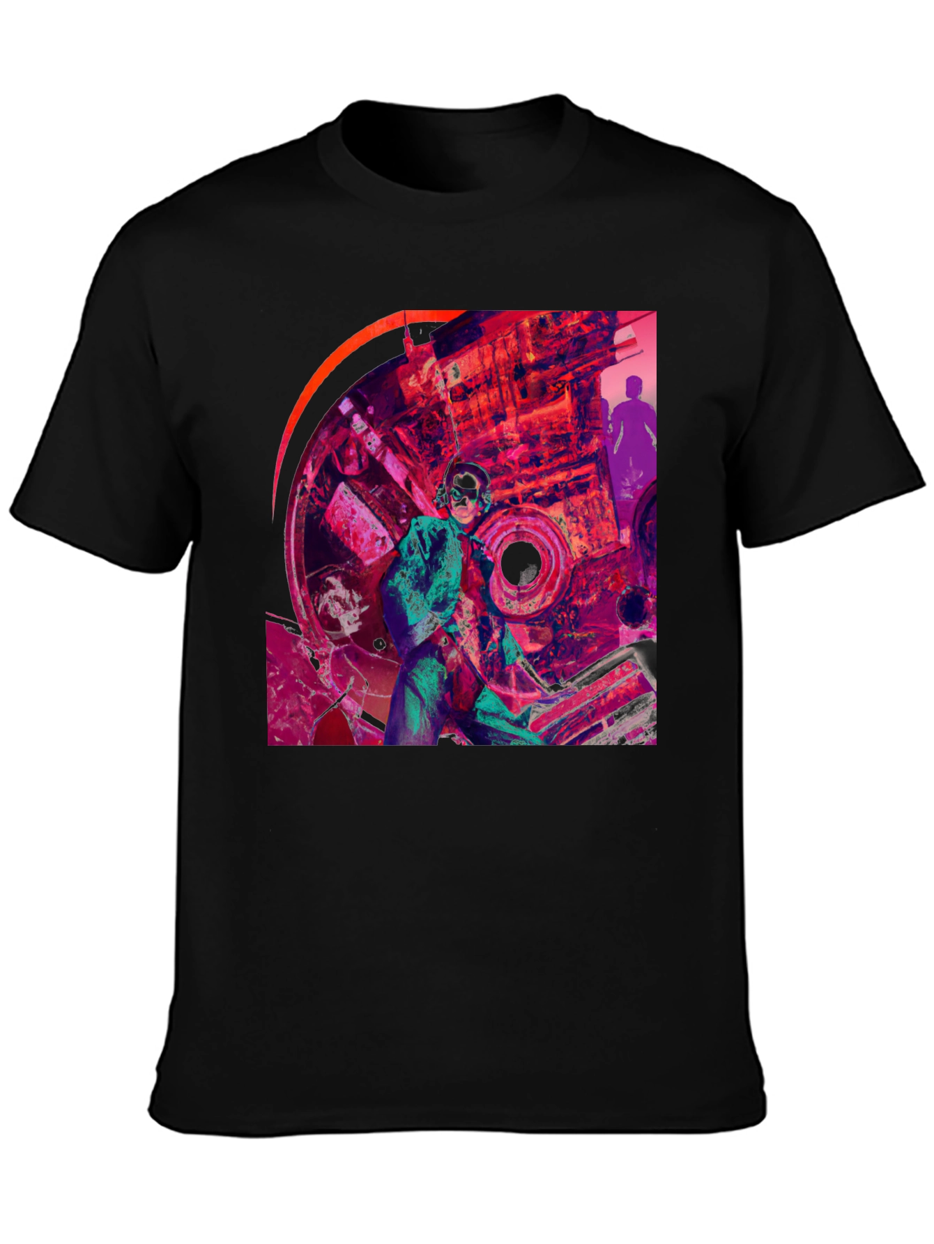 Abstract Graphic Print Black T-Shirt