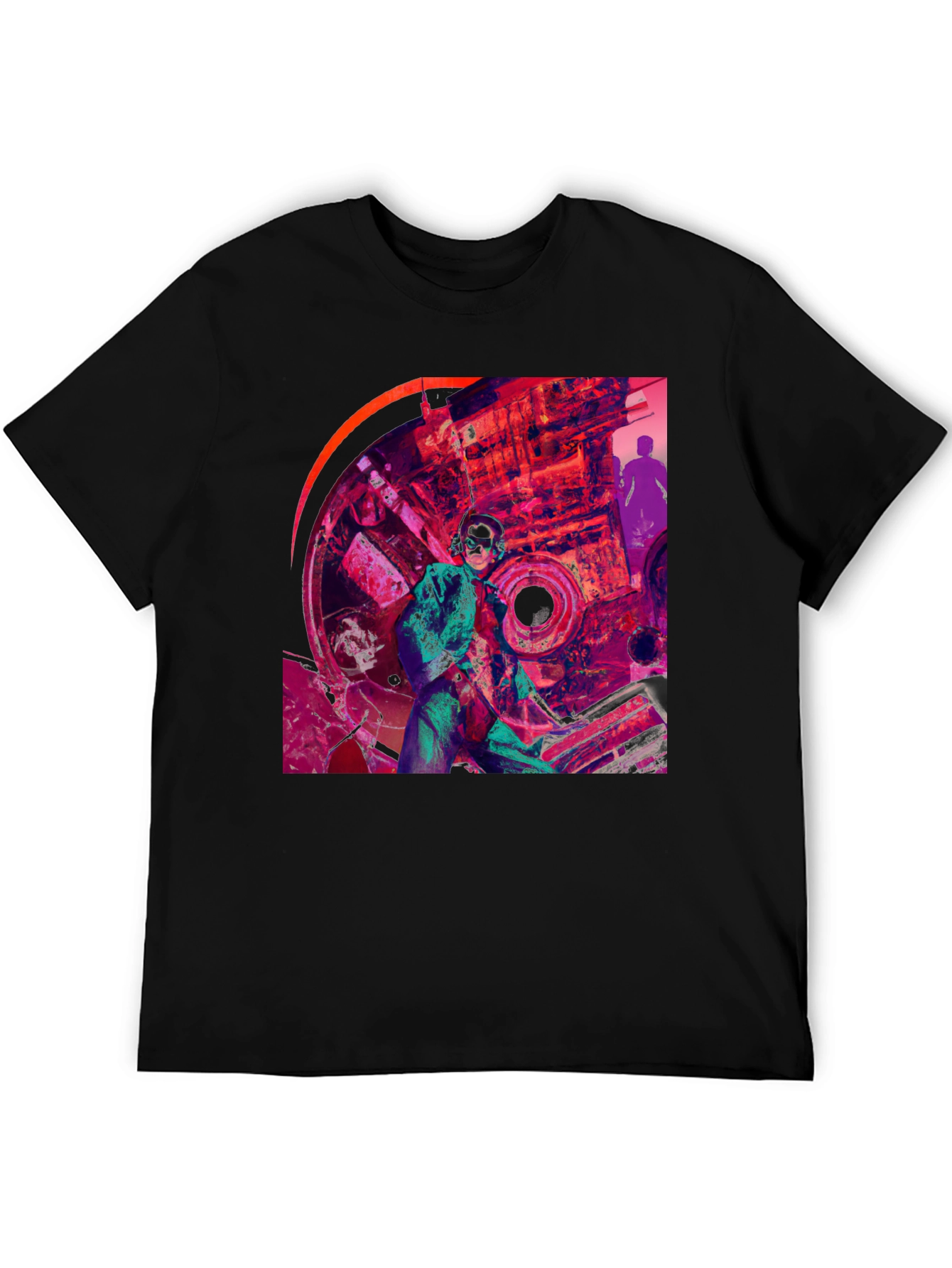Abstract Graphic Print Black T-Shirt